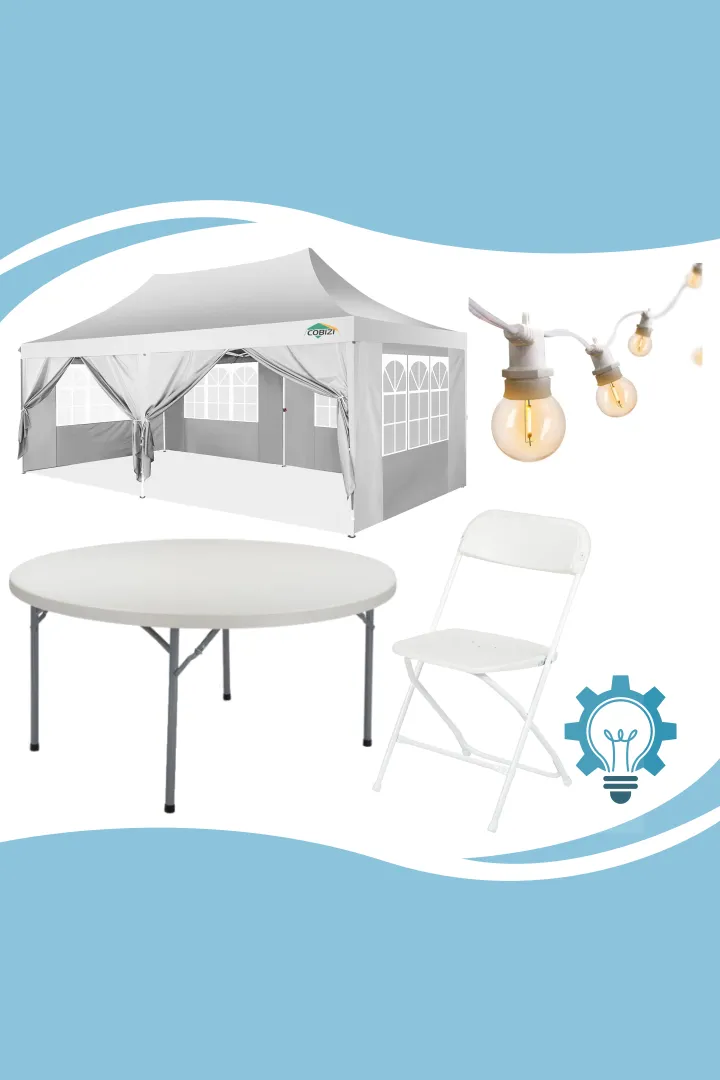 10x20 Pop-Up Tent Bundle (60" Round Tables)