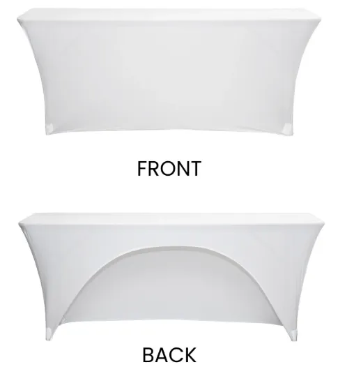 White Spandex Linens for Rectangular Tables