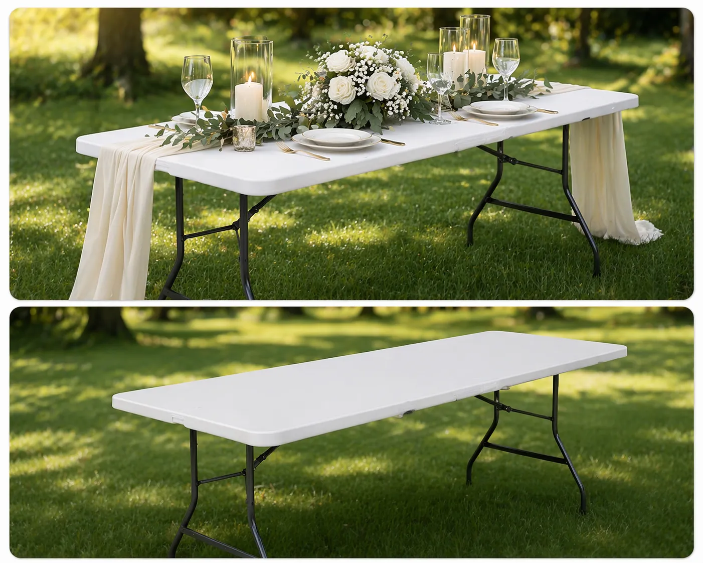 8 ft. White Rectangular Tables