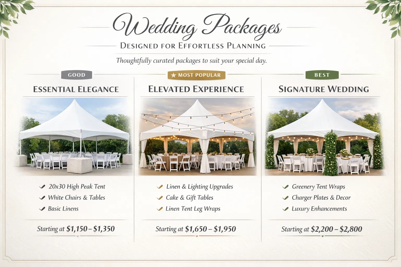 Outdoor Wedding Set Up for 50 Guests