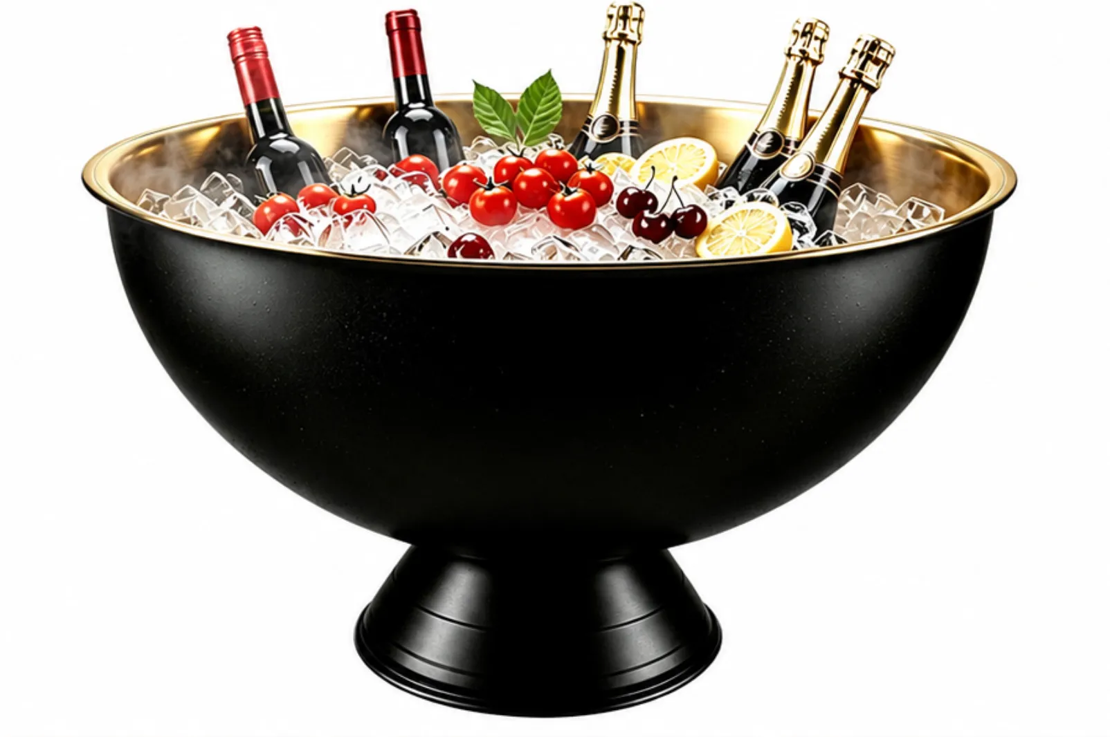 Large Black and Gold Champagne Bowl
