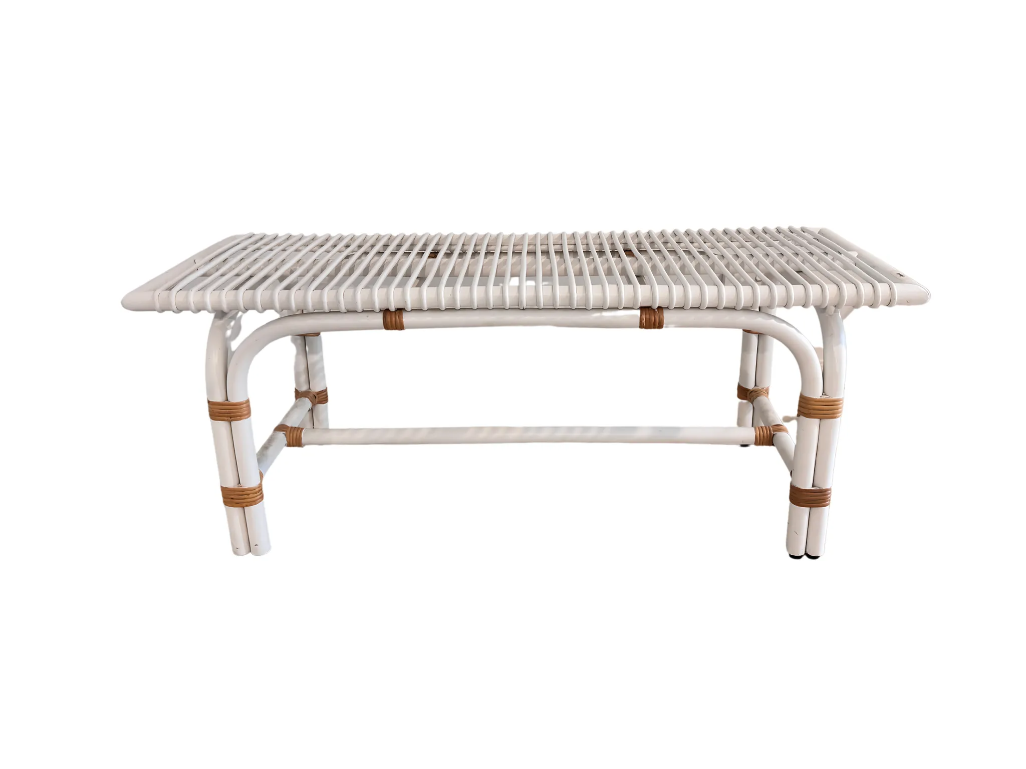 White Rattan Bench Seat
