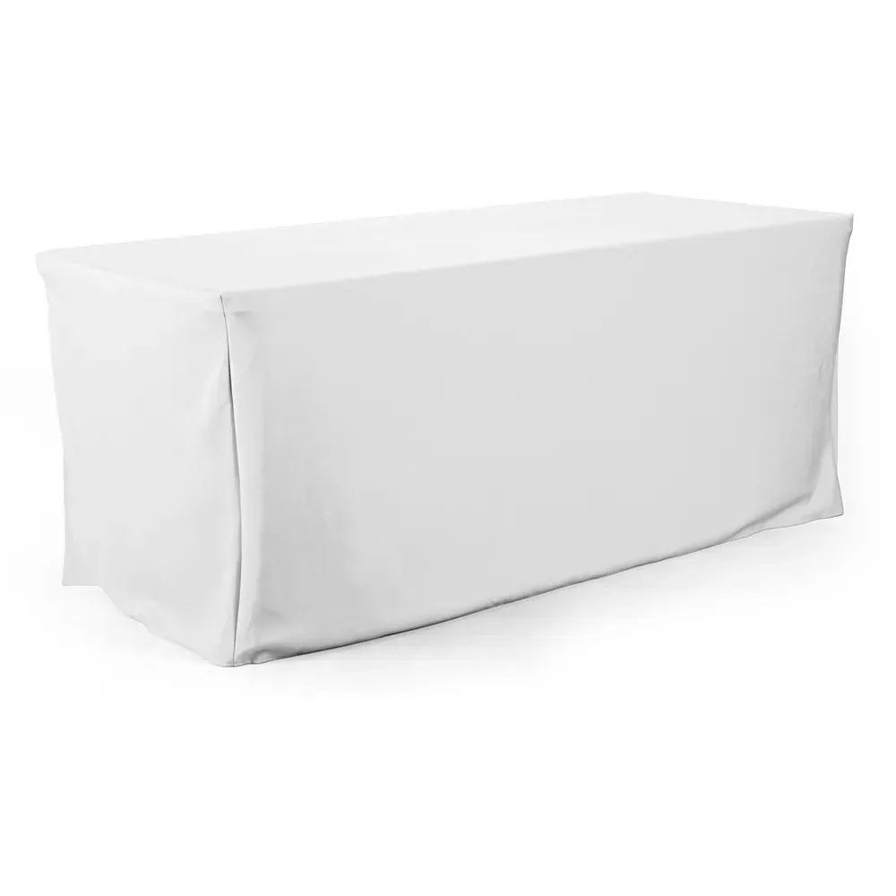 1.8m Fitted White Rectangle Tablecloth 