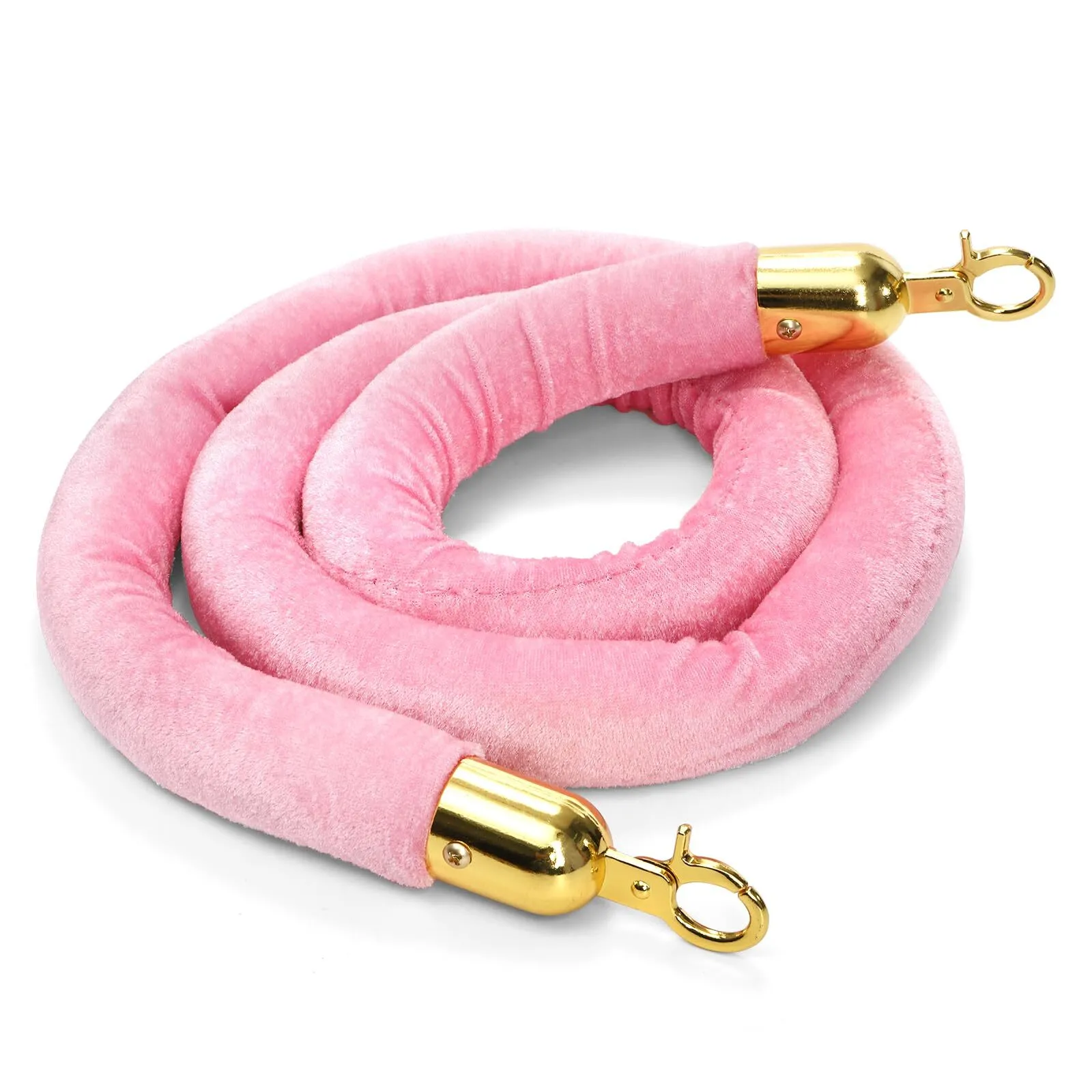 Pink Velvet Rope with Gold Hook for Bollards