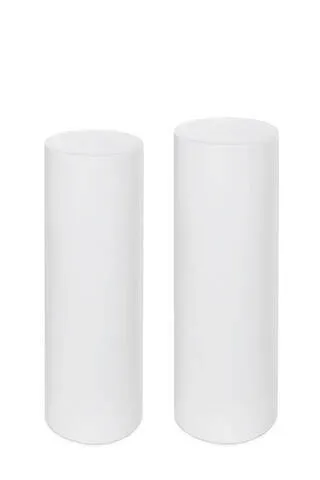 White Round Acrylic Plinths - Set of 2