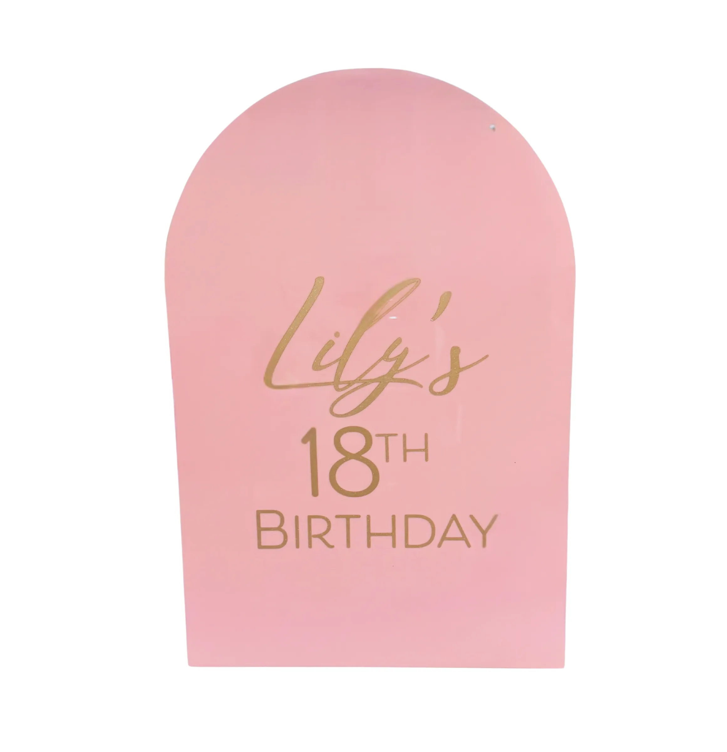 Pink Acrylic Arch Sign - Personalised