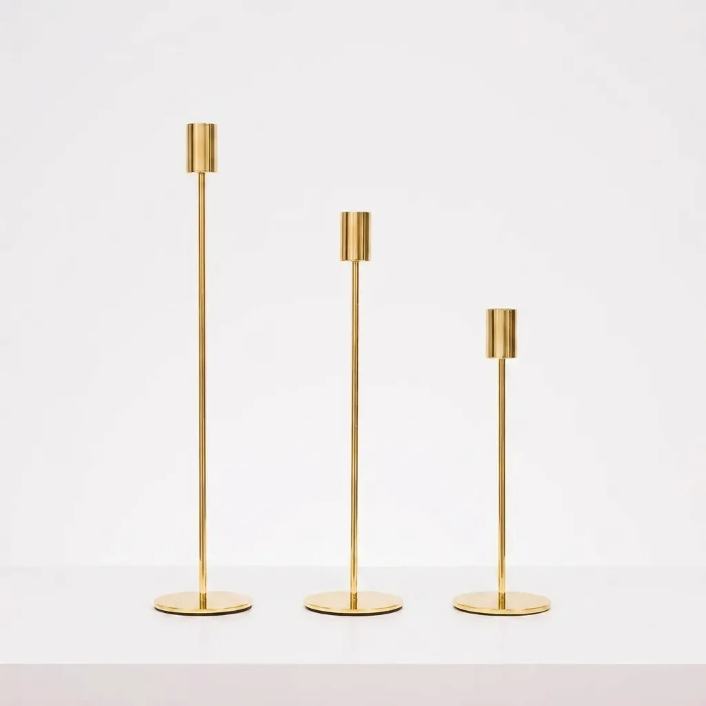 Modern Gold Candle Holders – Set of 3