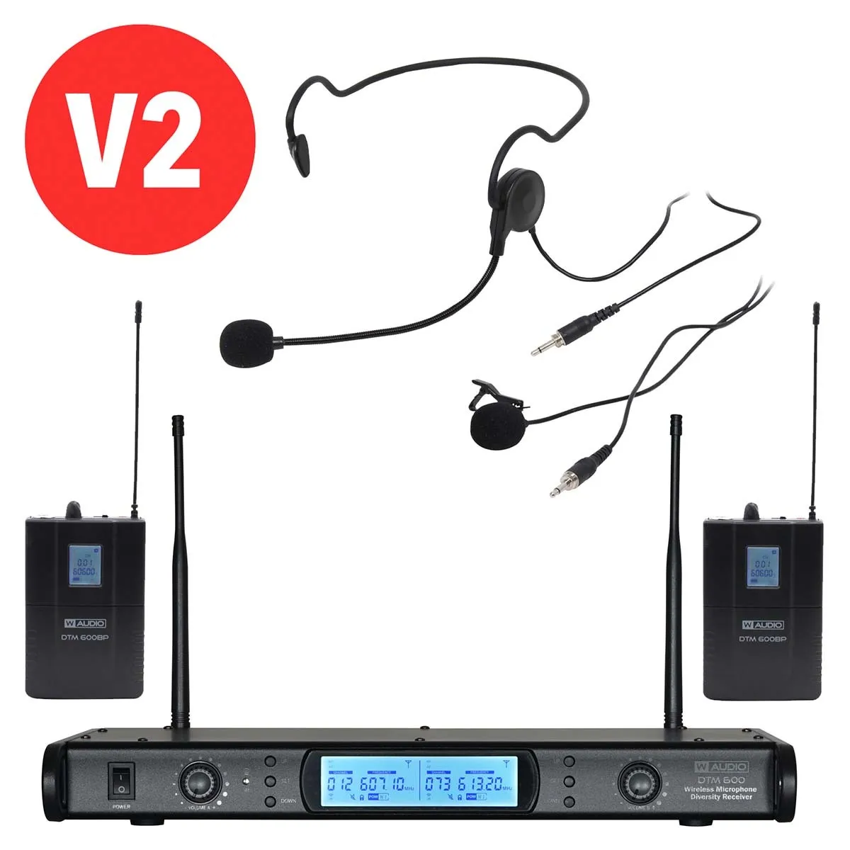 W Audio DTM 600 2 Way Headset Lapel System (606.0Mhz-614.0Mhz) V2