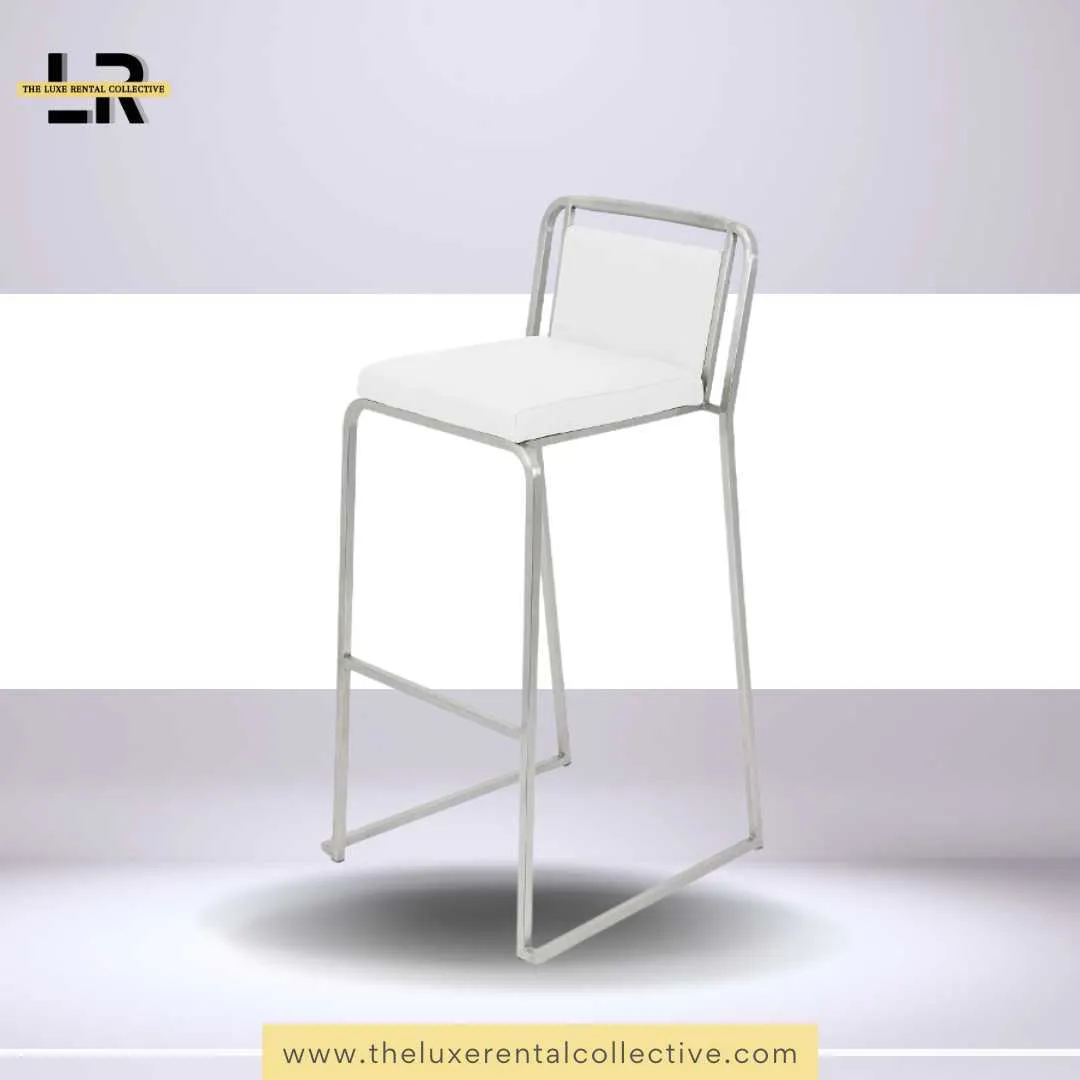 Silver and White Barstool Chair 