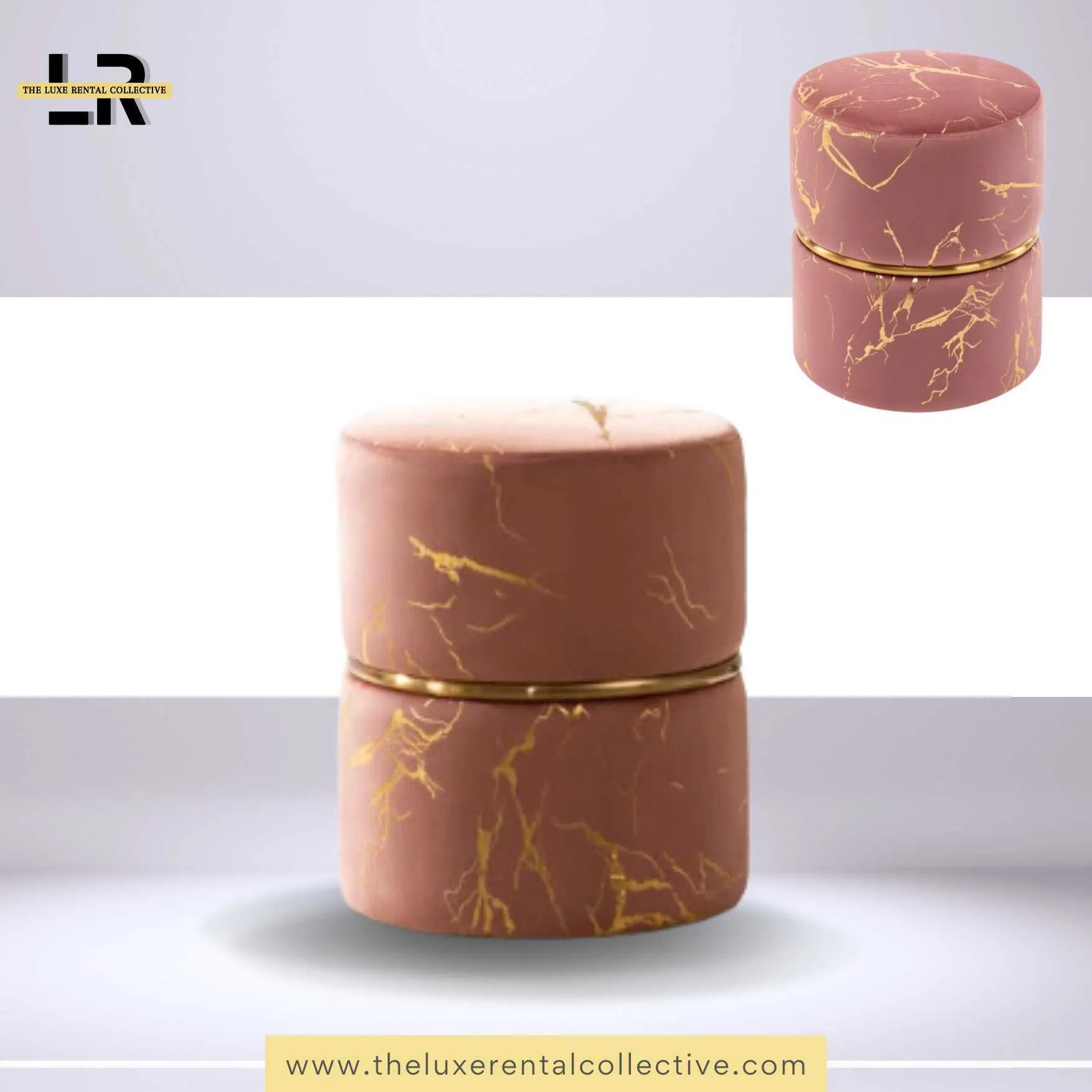 Pink Velvet Luxe Ottoman Seat (SH)