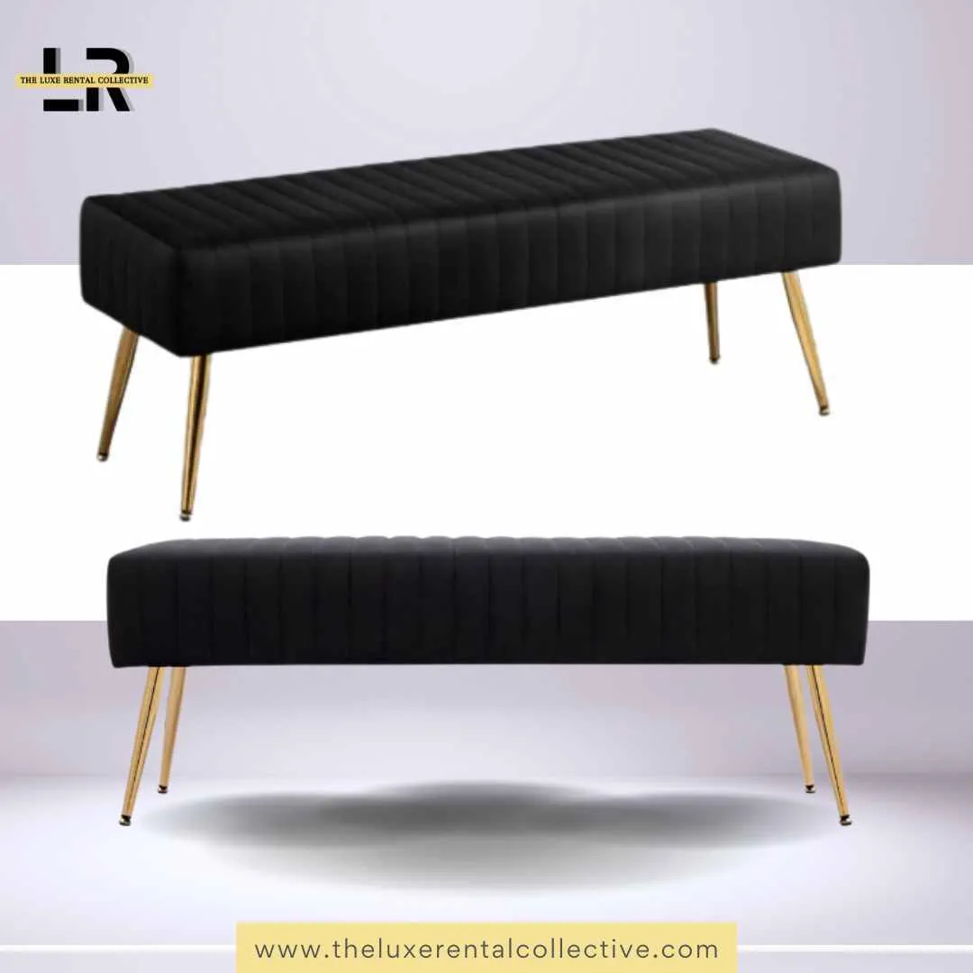 Gold & Black Velvet Bench Sofa (SH)