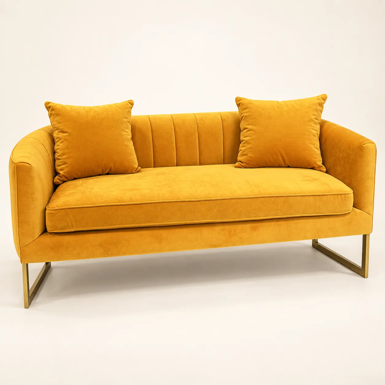 Orange Velvet Loveseat Sofa