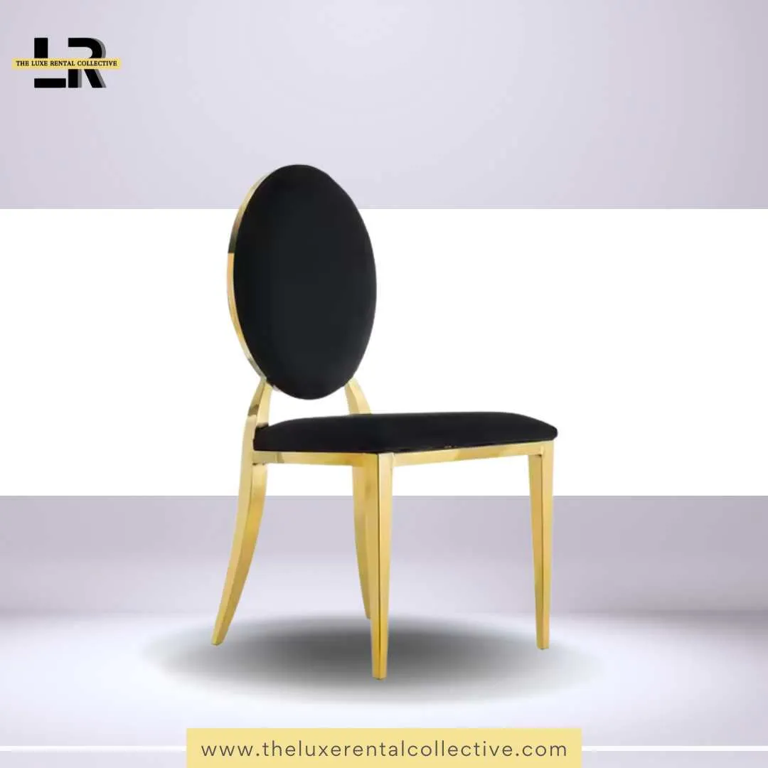 Gold Black Luxe Oval Back Chair 