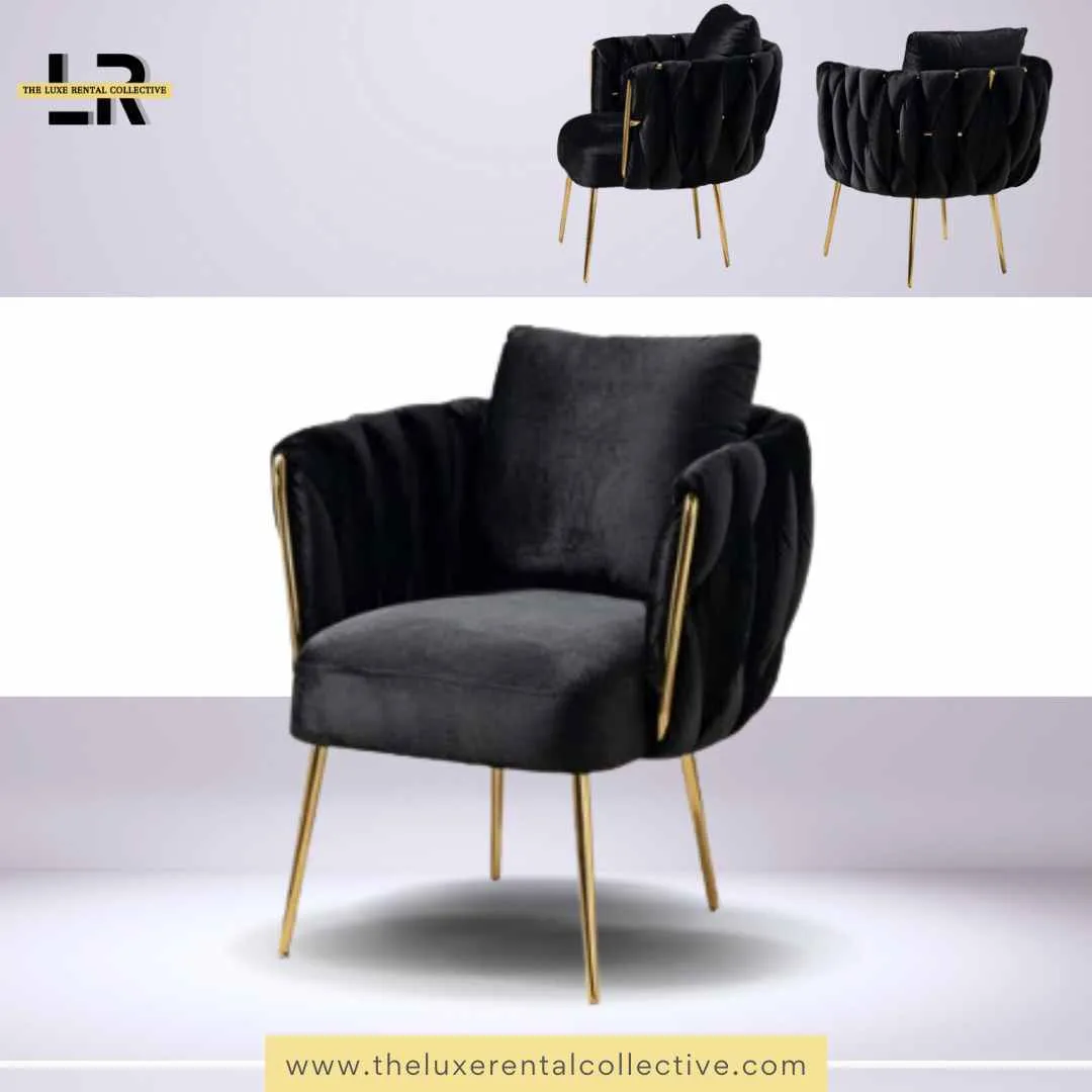 Gold & Black Velvet single seater seat/chair 