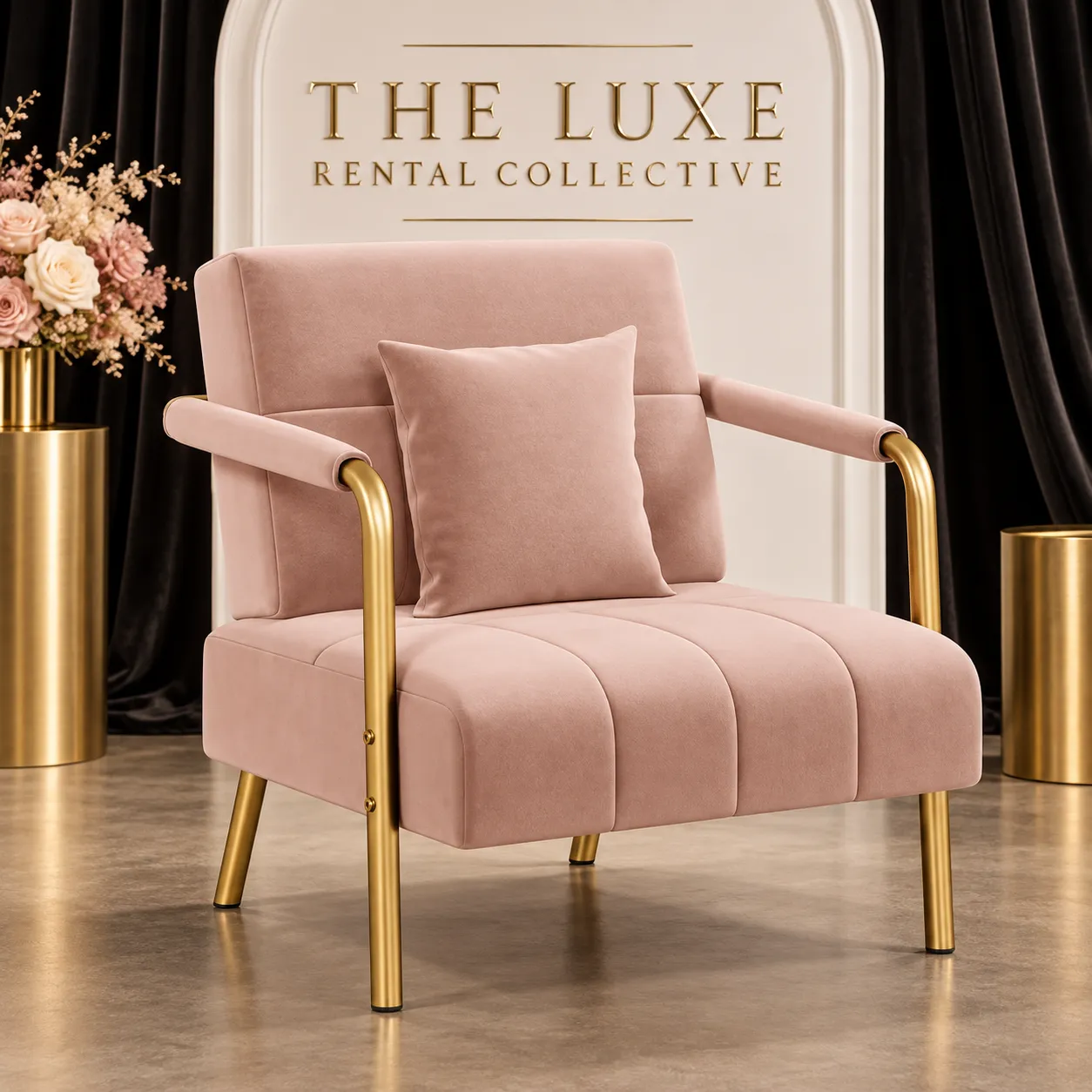 Dusty Pink & Gold Accent Chair