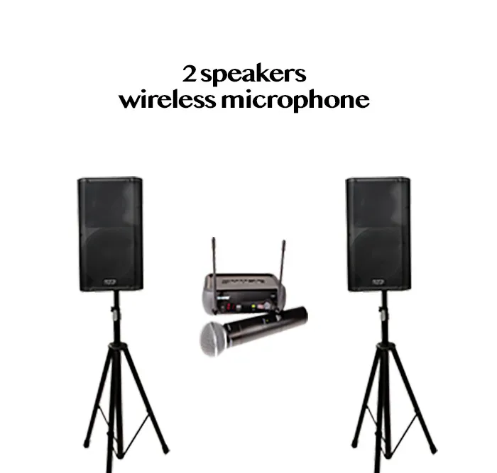 2 speakers & Wireless Microphone