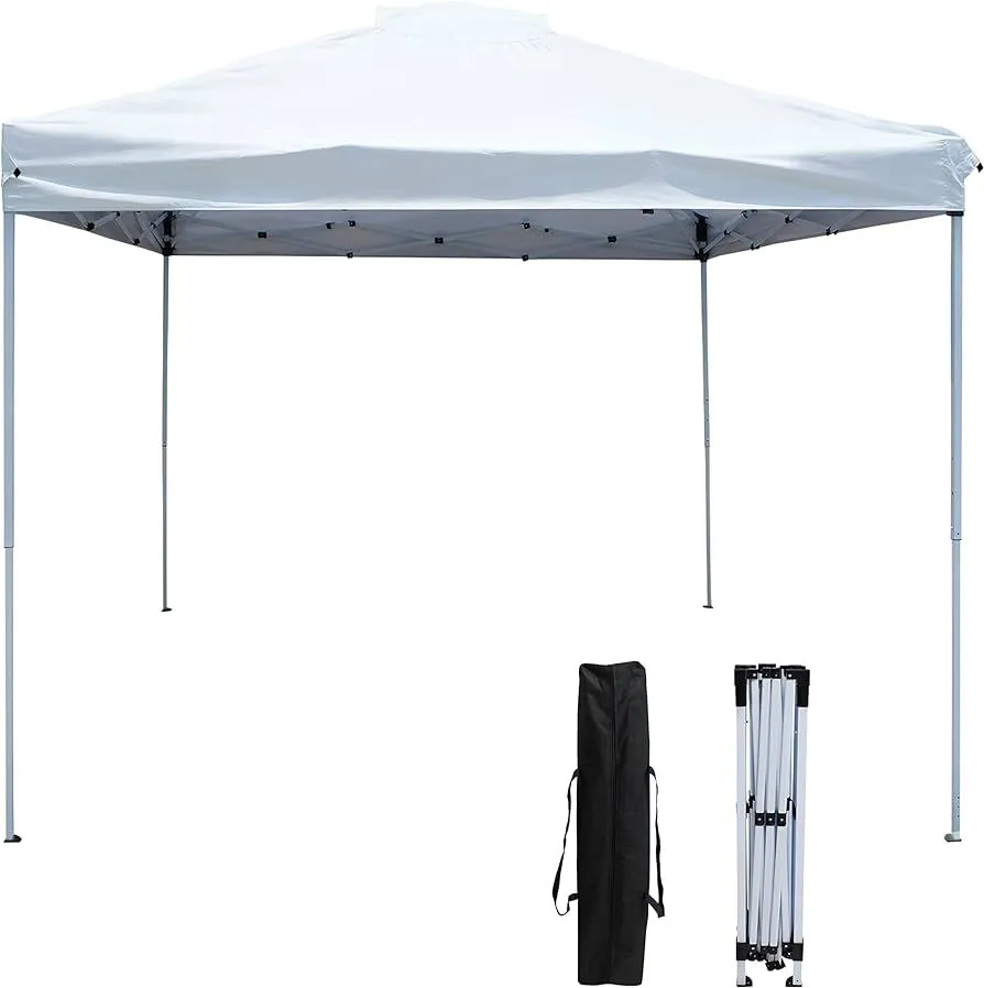 White 10x10 Instant Canopy no side Walls