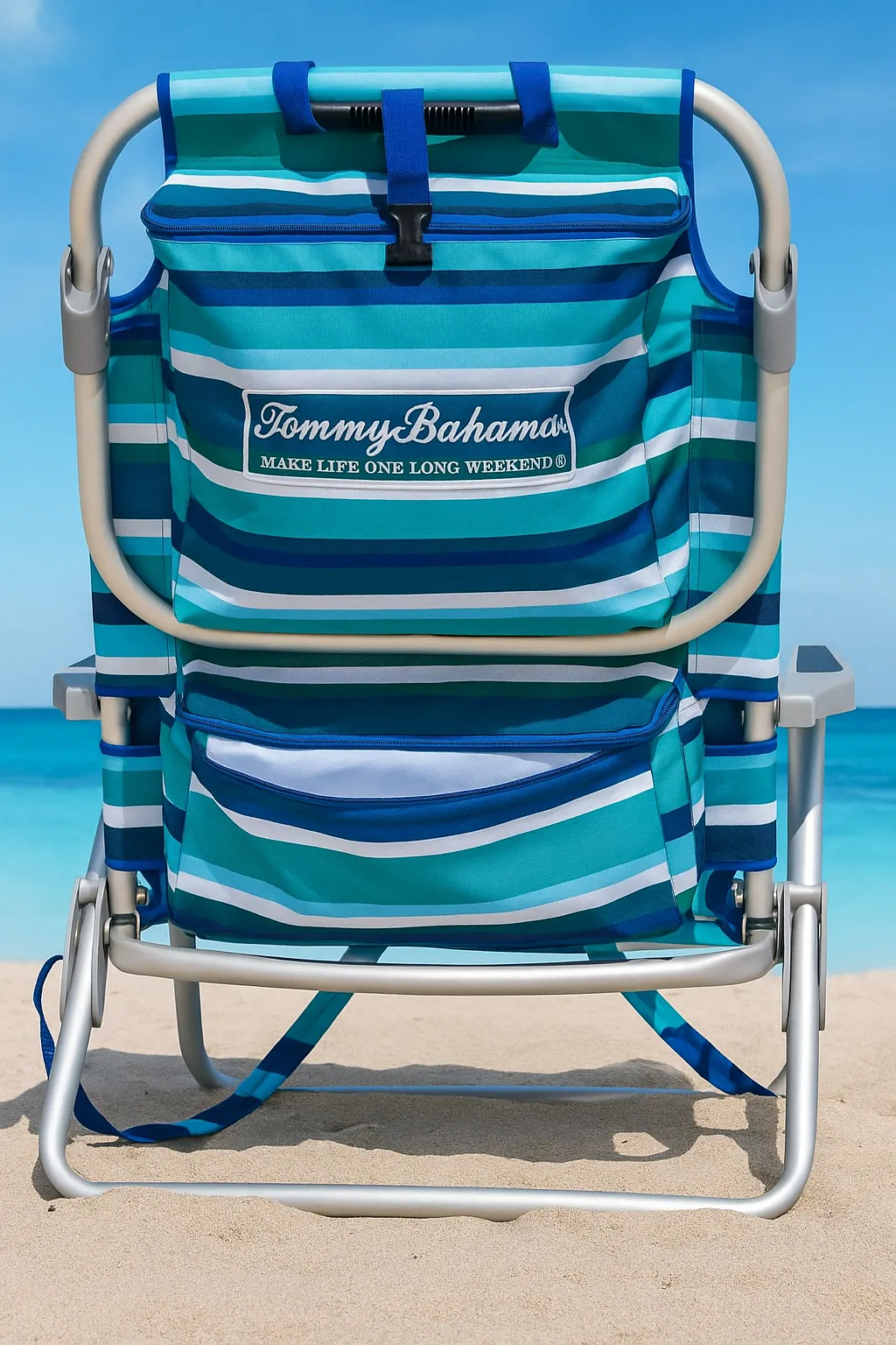 Chairs - W/ Backpack Straps, Blue Stripes, Lay Flat, Insulated & Storage Pouches