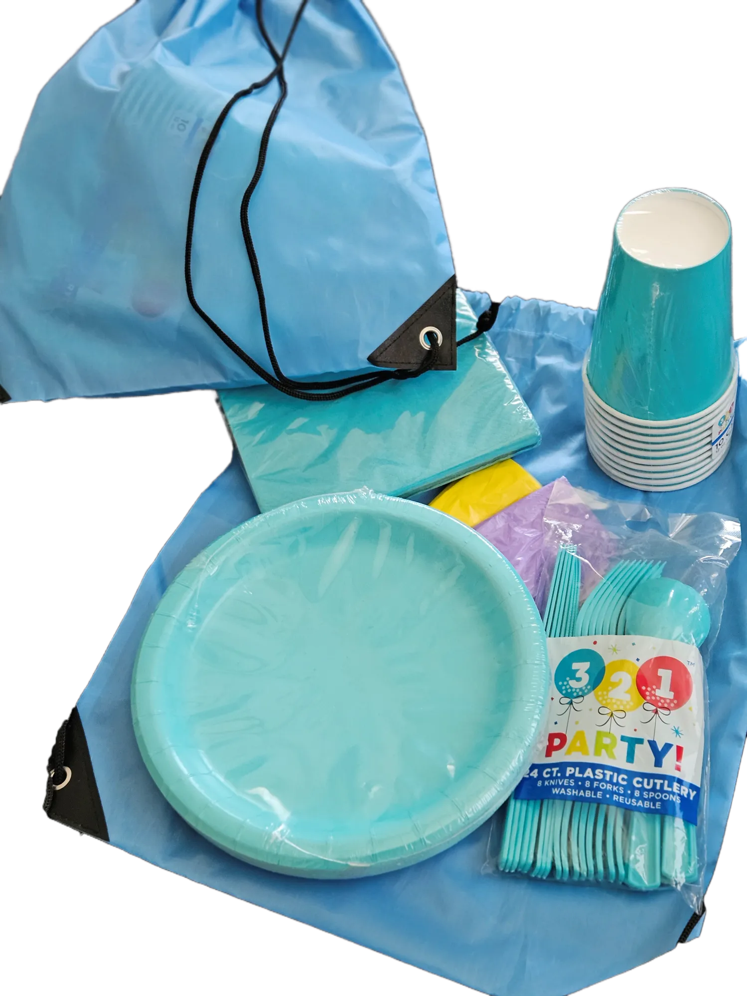 Party Pack - Cups, plates, trash bags, napkins, silverware