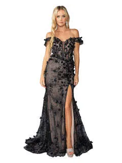 Black Formal Dress with Nude Sequined Bodice