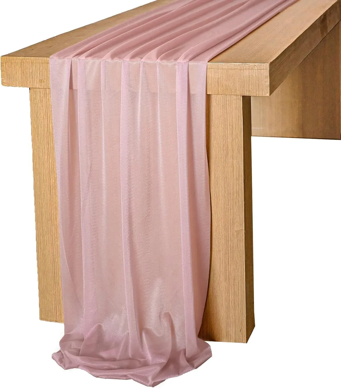Dusty Rose Chiffon Sheer Table Runner, 29x120 Inches