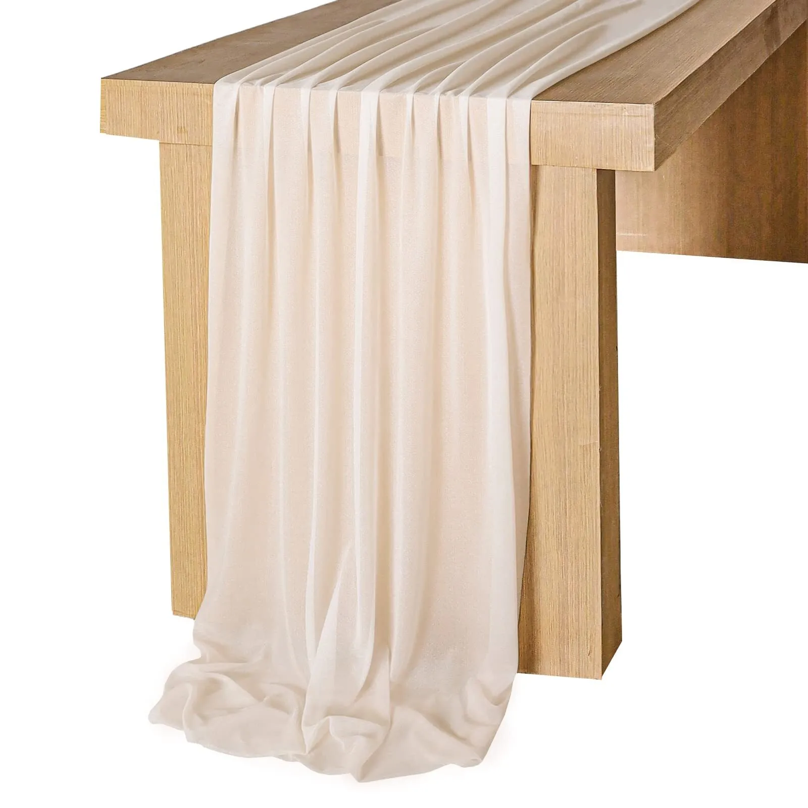 Champagne Chiffon Sheer Table Runner, 29x120 Inches