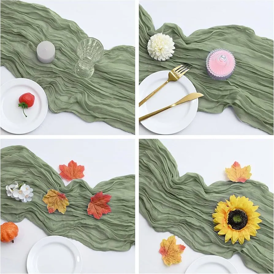 Sage Green 10FT Gauze Table Runner (23"x120") 