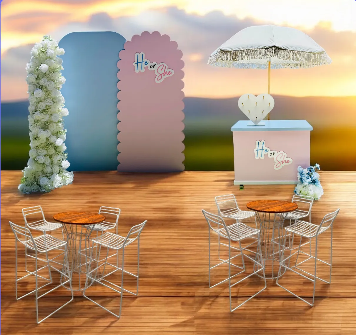 Bundle: Bar Cart, Backdrop & Seating