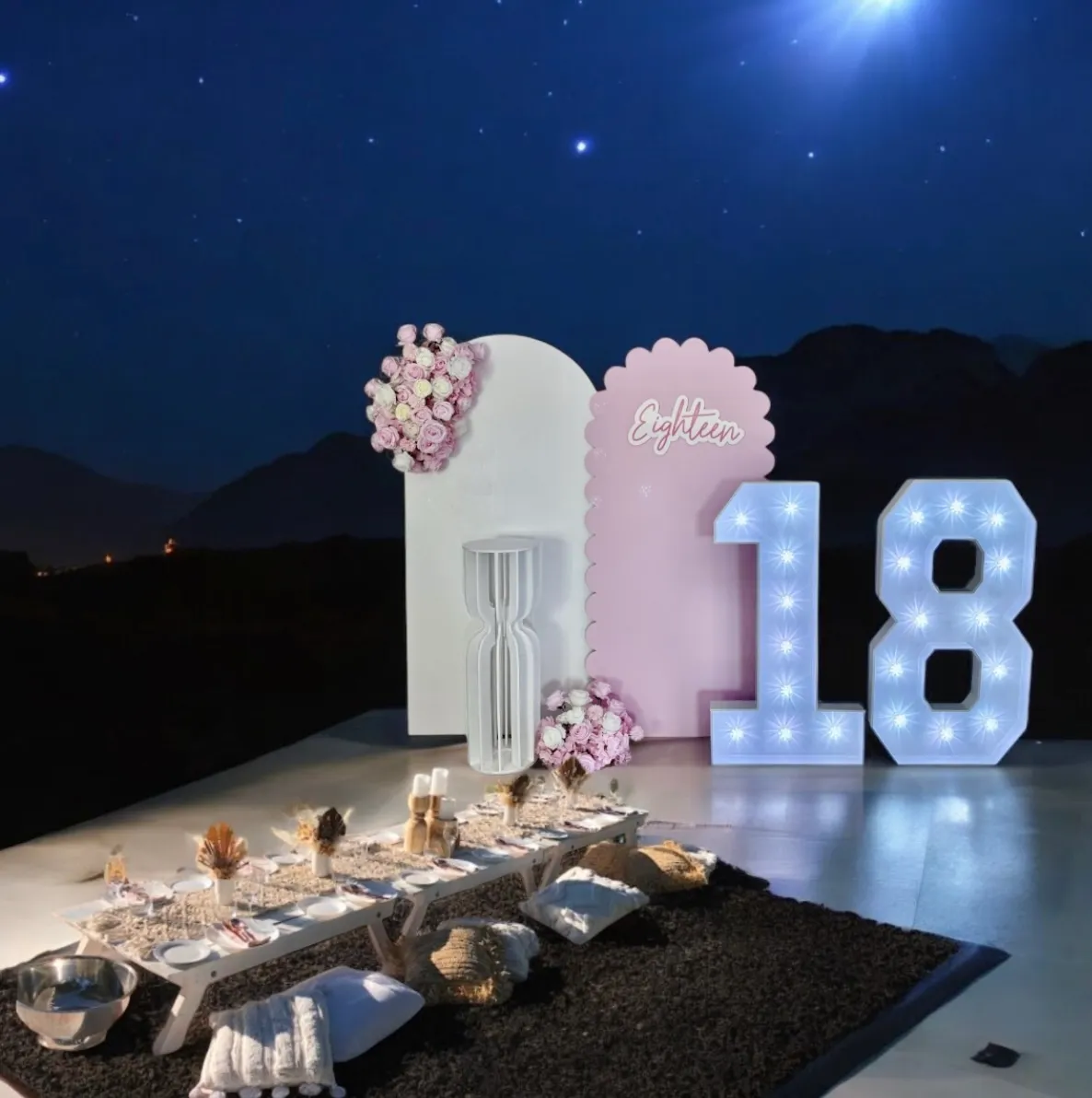 Picnic & Backdrop with Light Up Numbers Bundle 