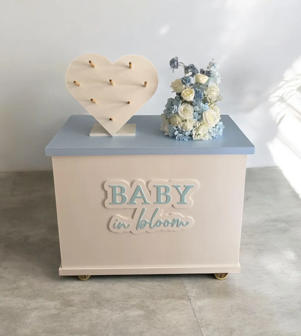 White & Blue Bar Cart - Includes Sign of Choice    