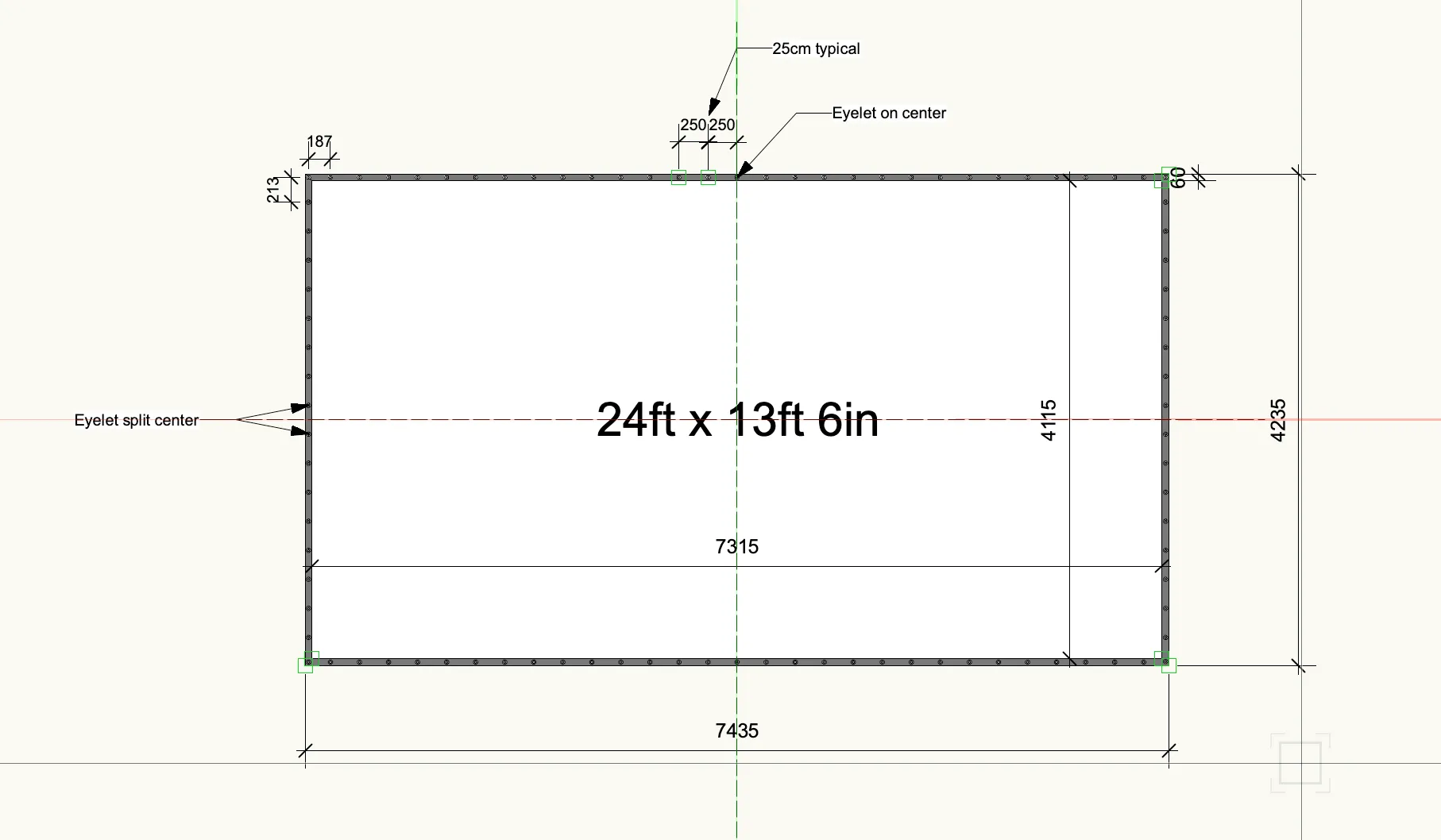 24ft x 13.5ft Lace & Grommet Screen