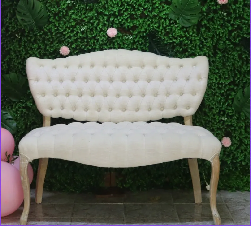 Vintage Ivory W/Ottoman