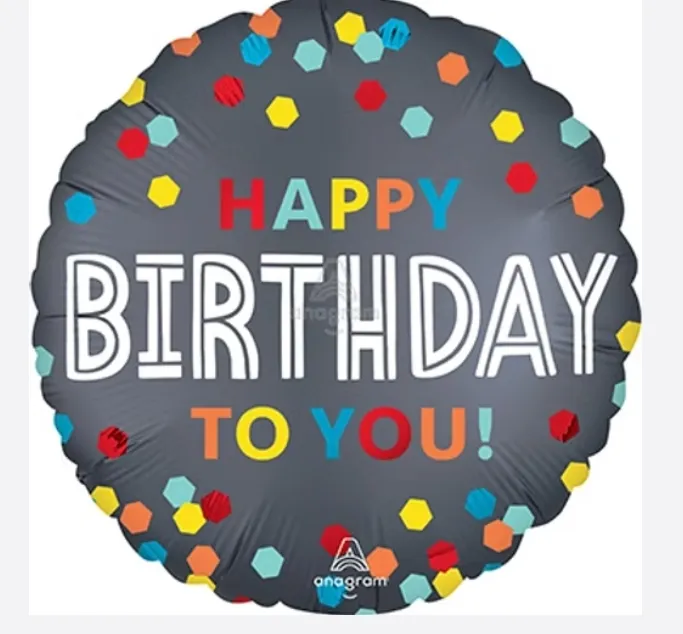 18" SATIN CONFETTI BURST BIRTHDAY