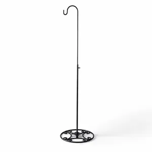 Adjustable Black Iron Shepherd's Hook