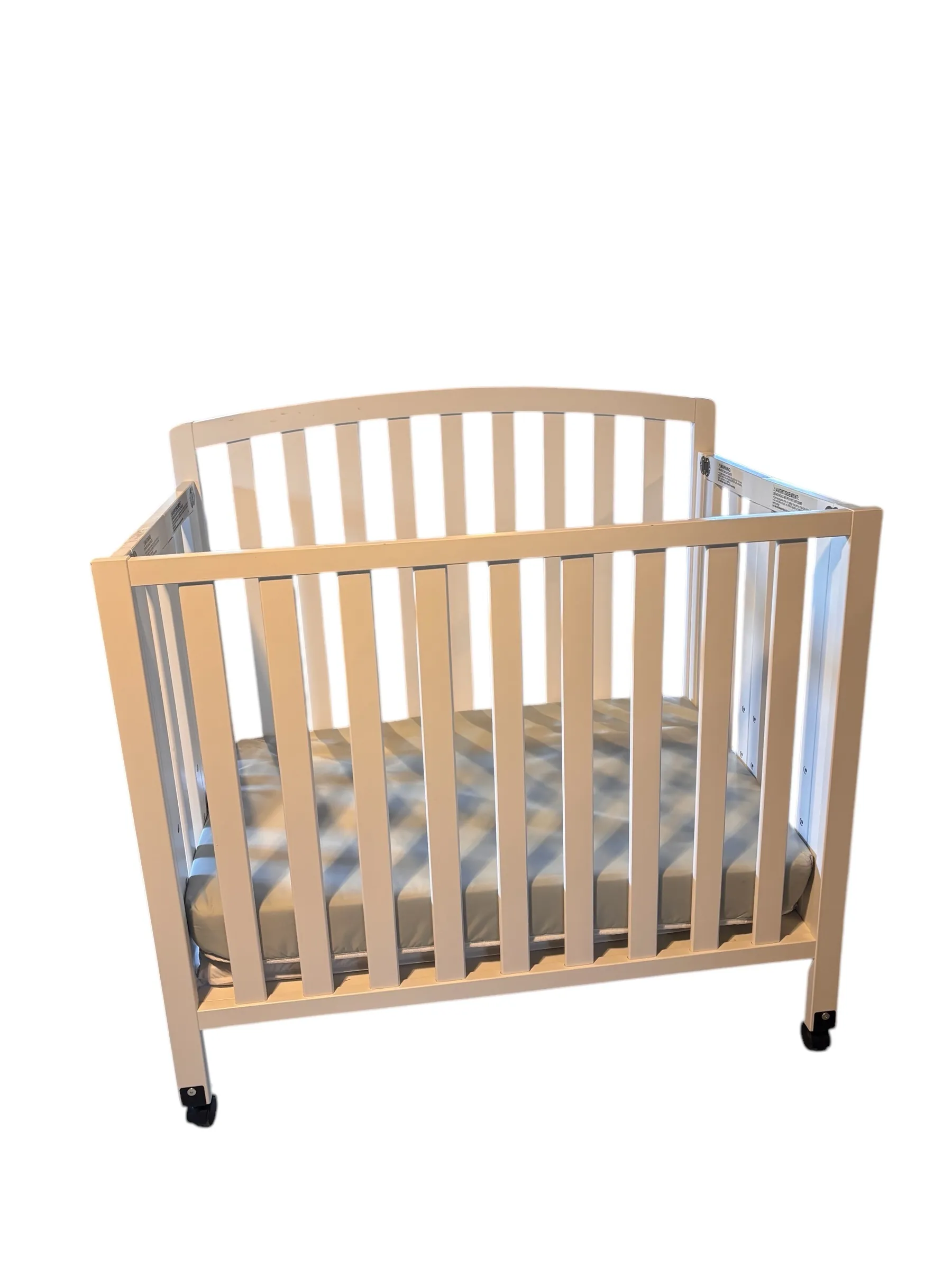 Folding Full Size Crib + Mattress + Sheets