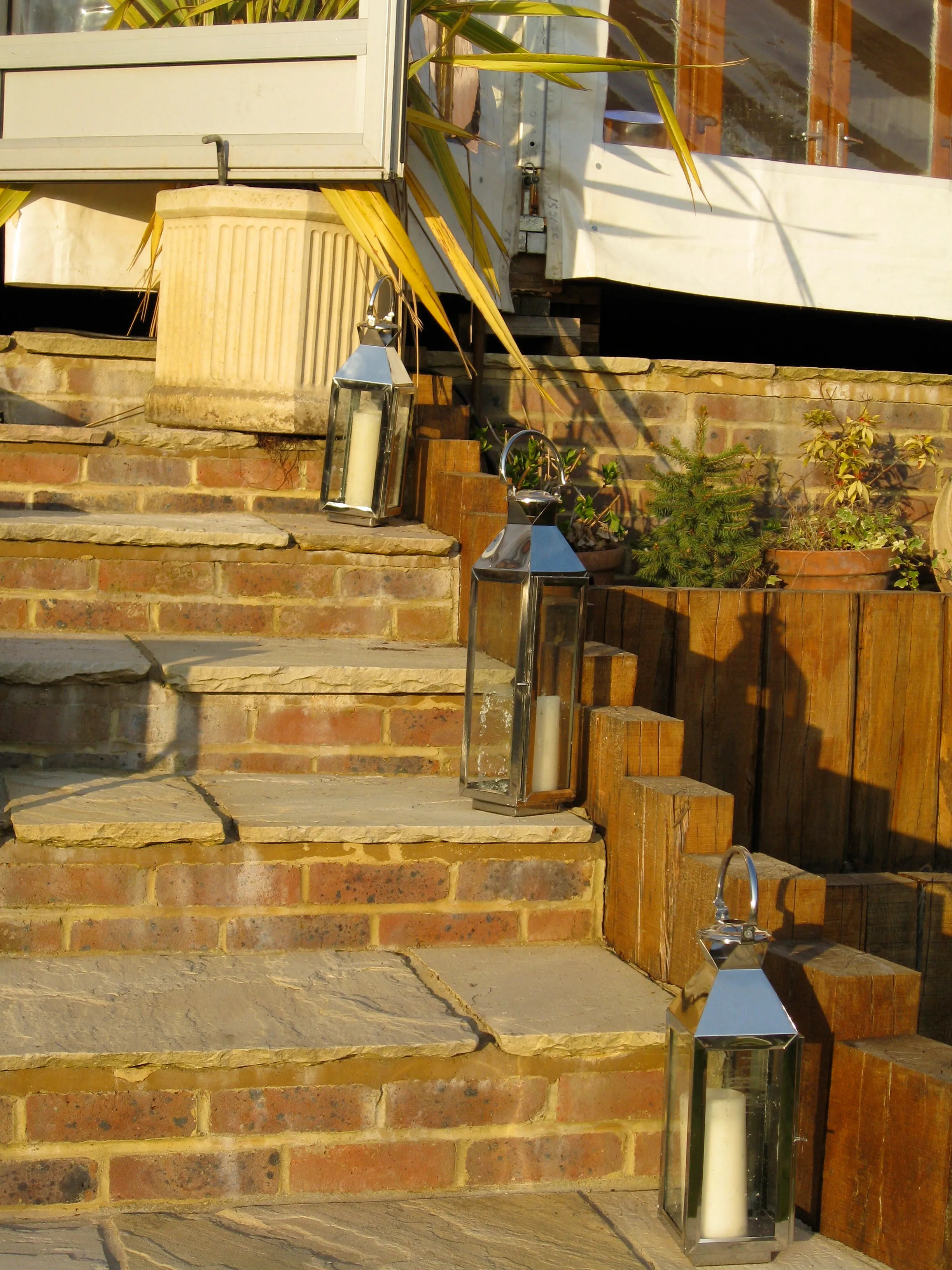 40cm tall  Square Metal Hanging Lantern - Silver