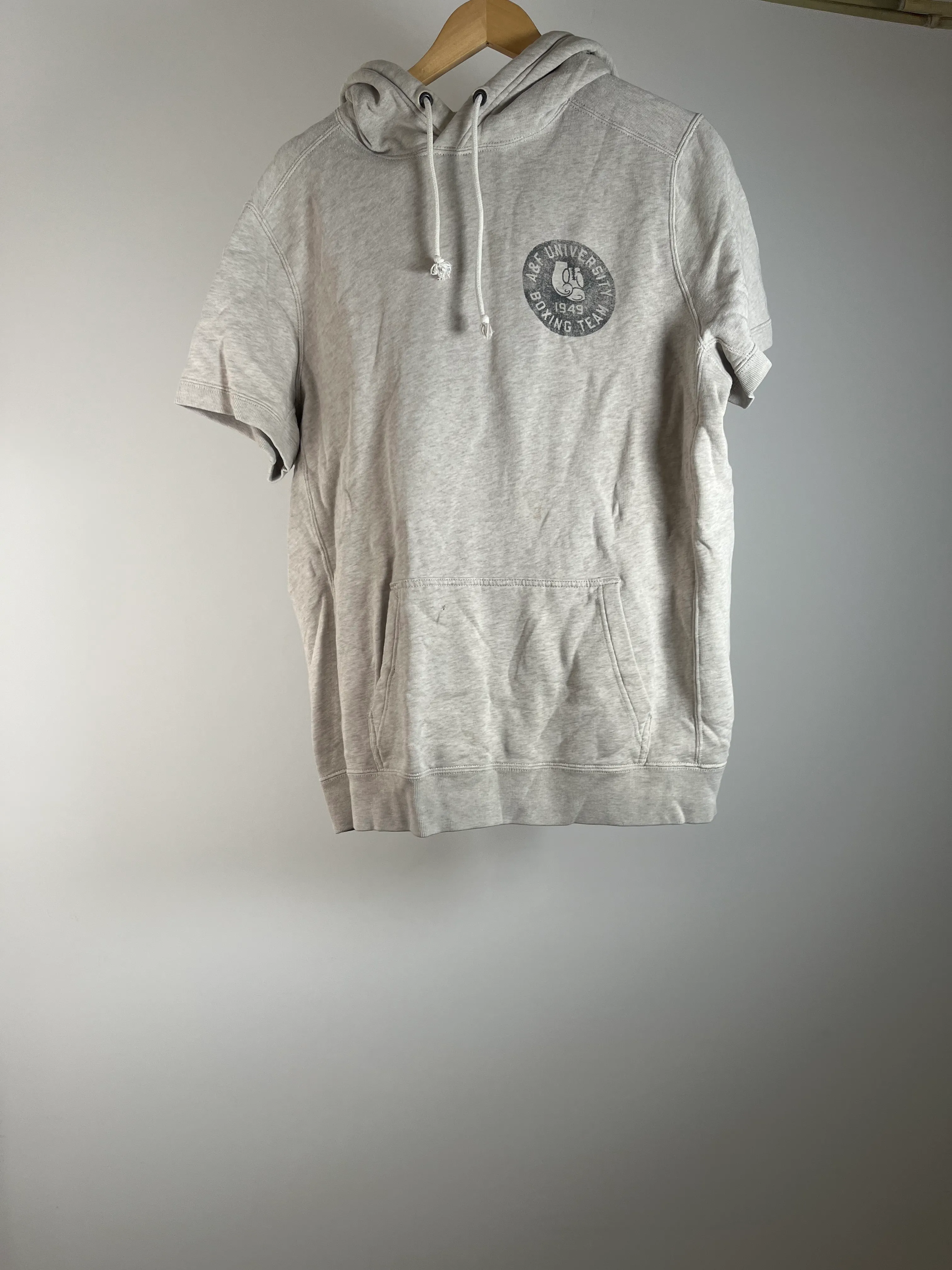 Mens Tan AE University Short Sleeve Hoodie - L