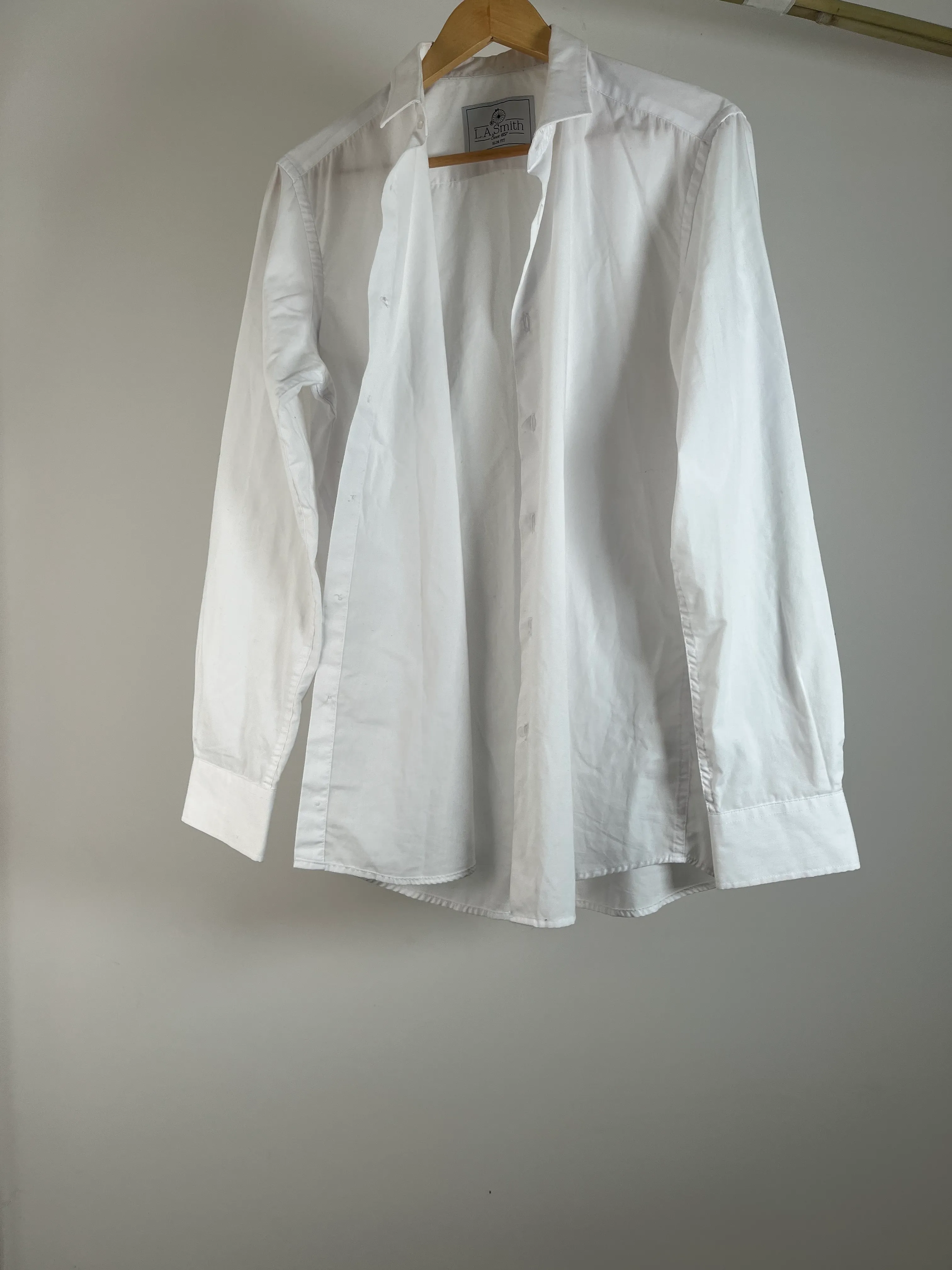 Mens Light White Long Sleeve Button Down - 16