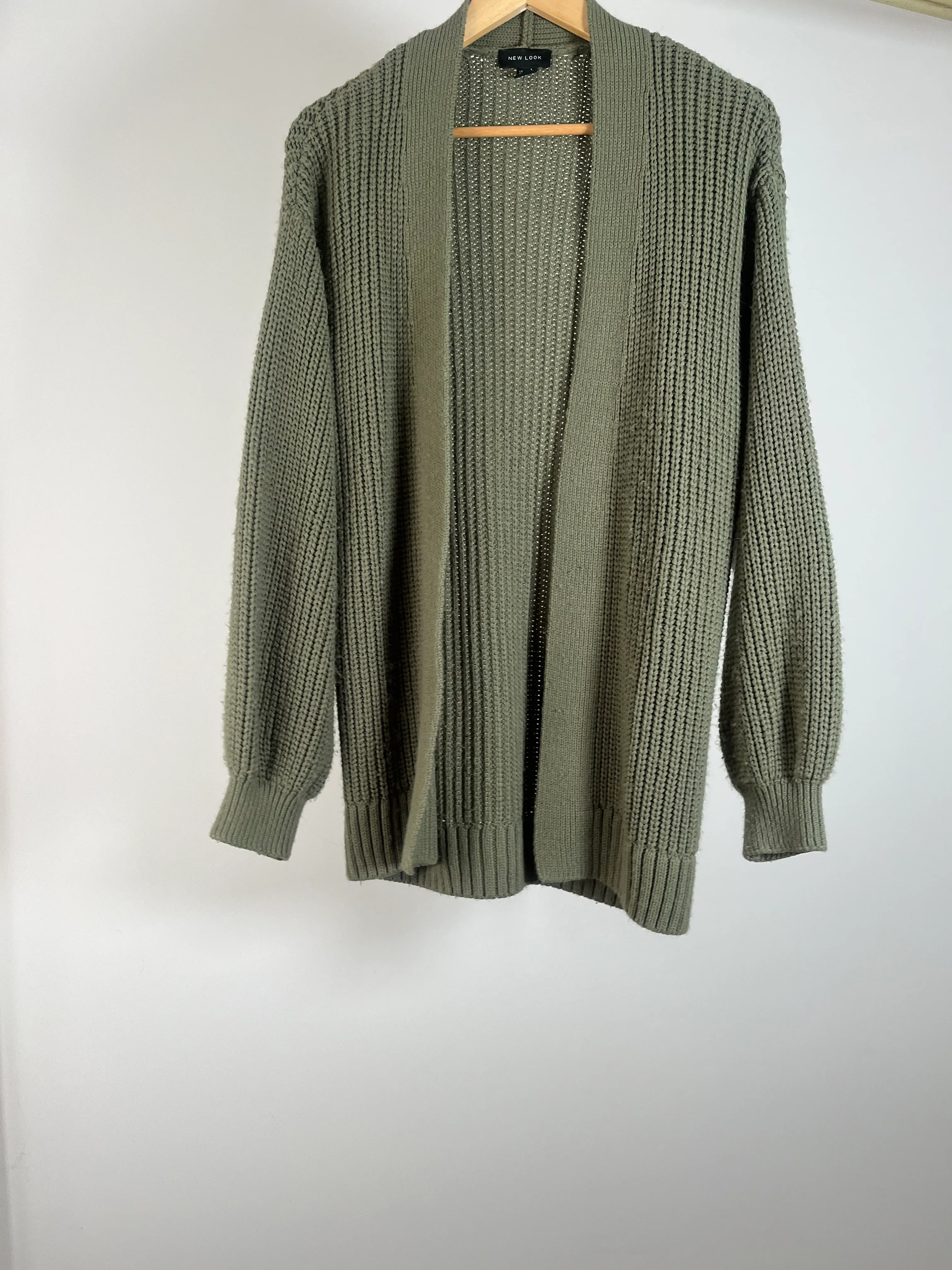 Womens Olive Green Long Cardigan - M