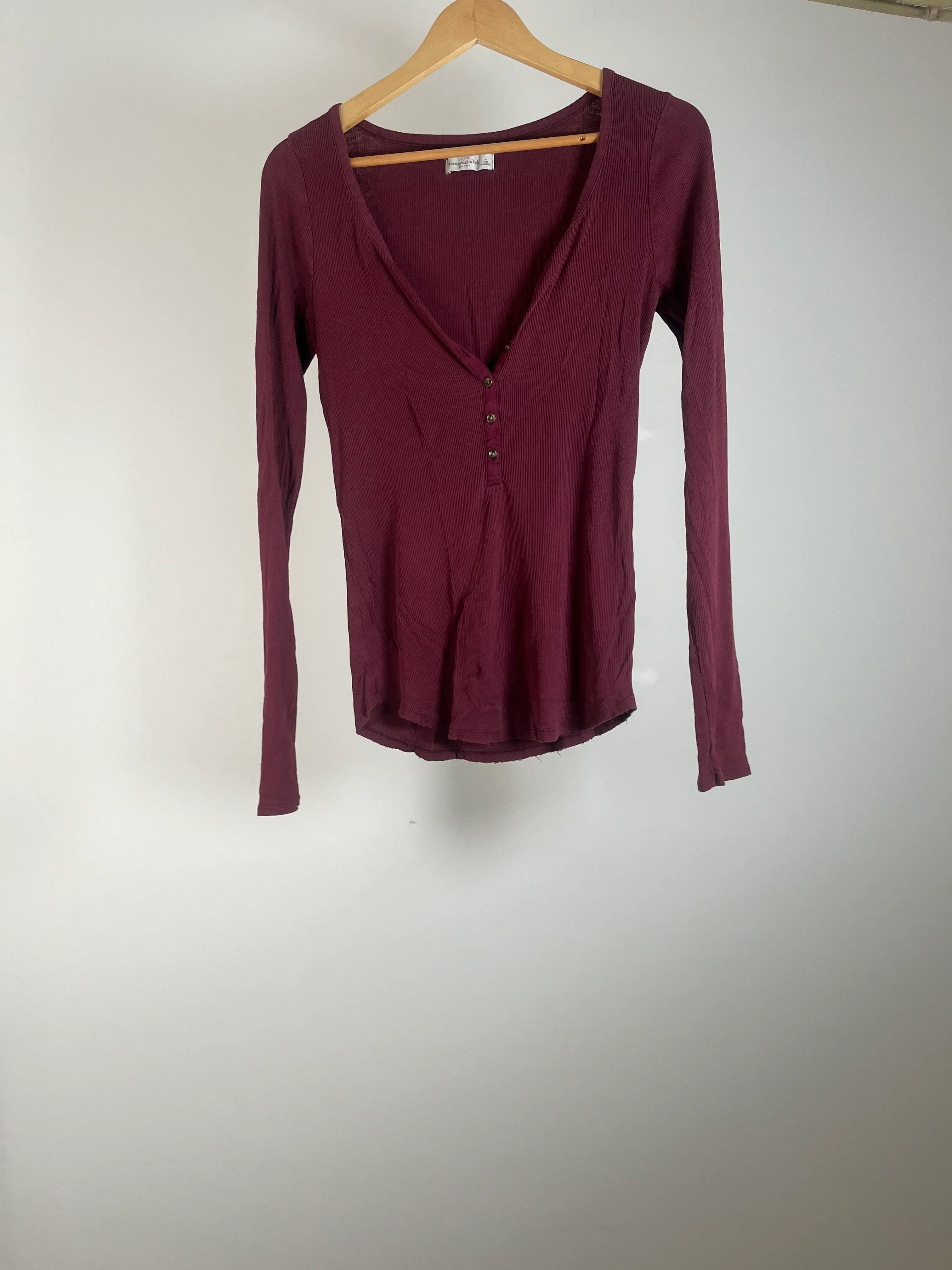 Maroon Long Sleeve Abercrombie Top - L