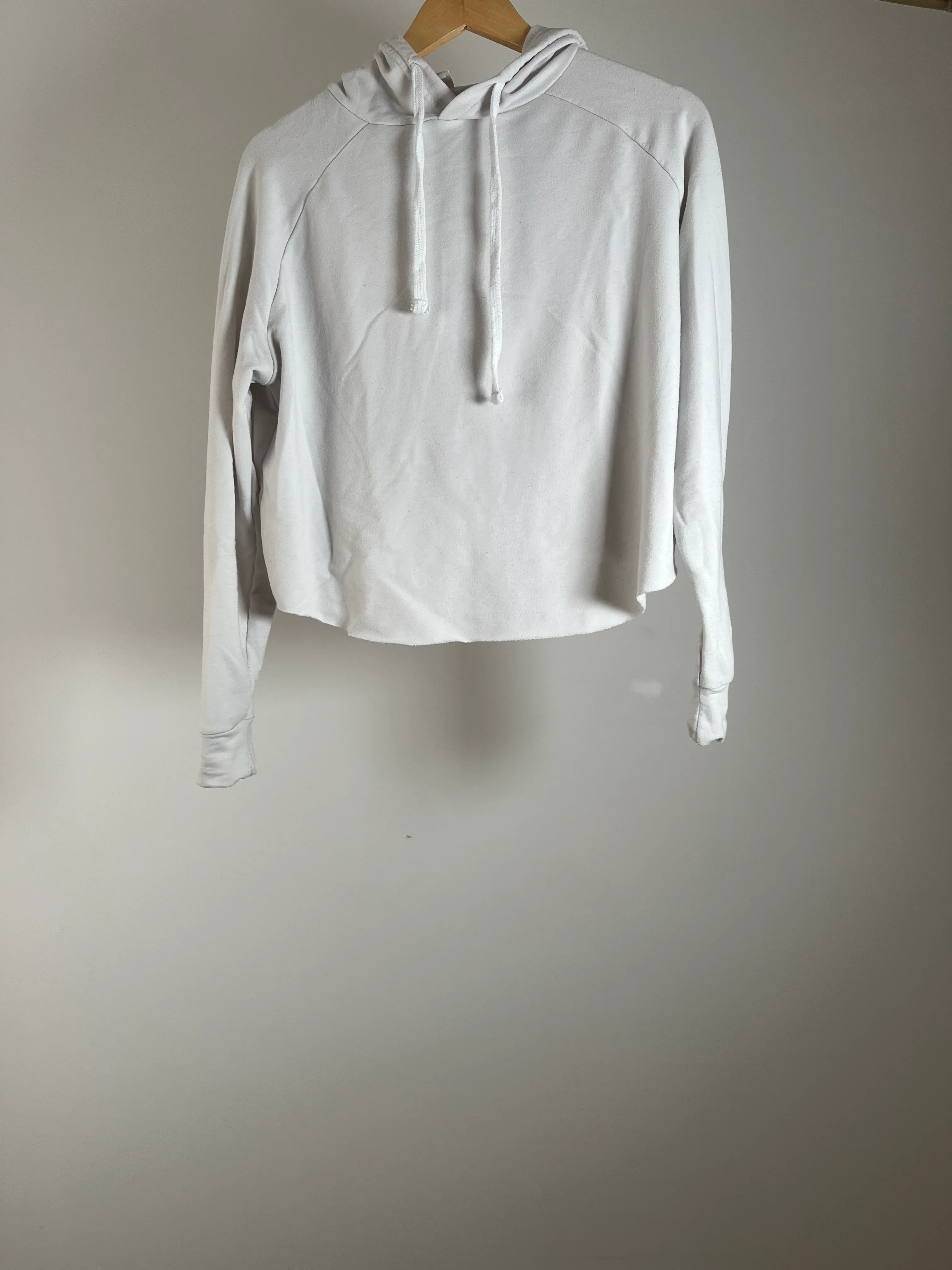 White Asymmetric Crop Hoodie - M