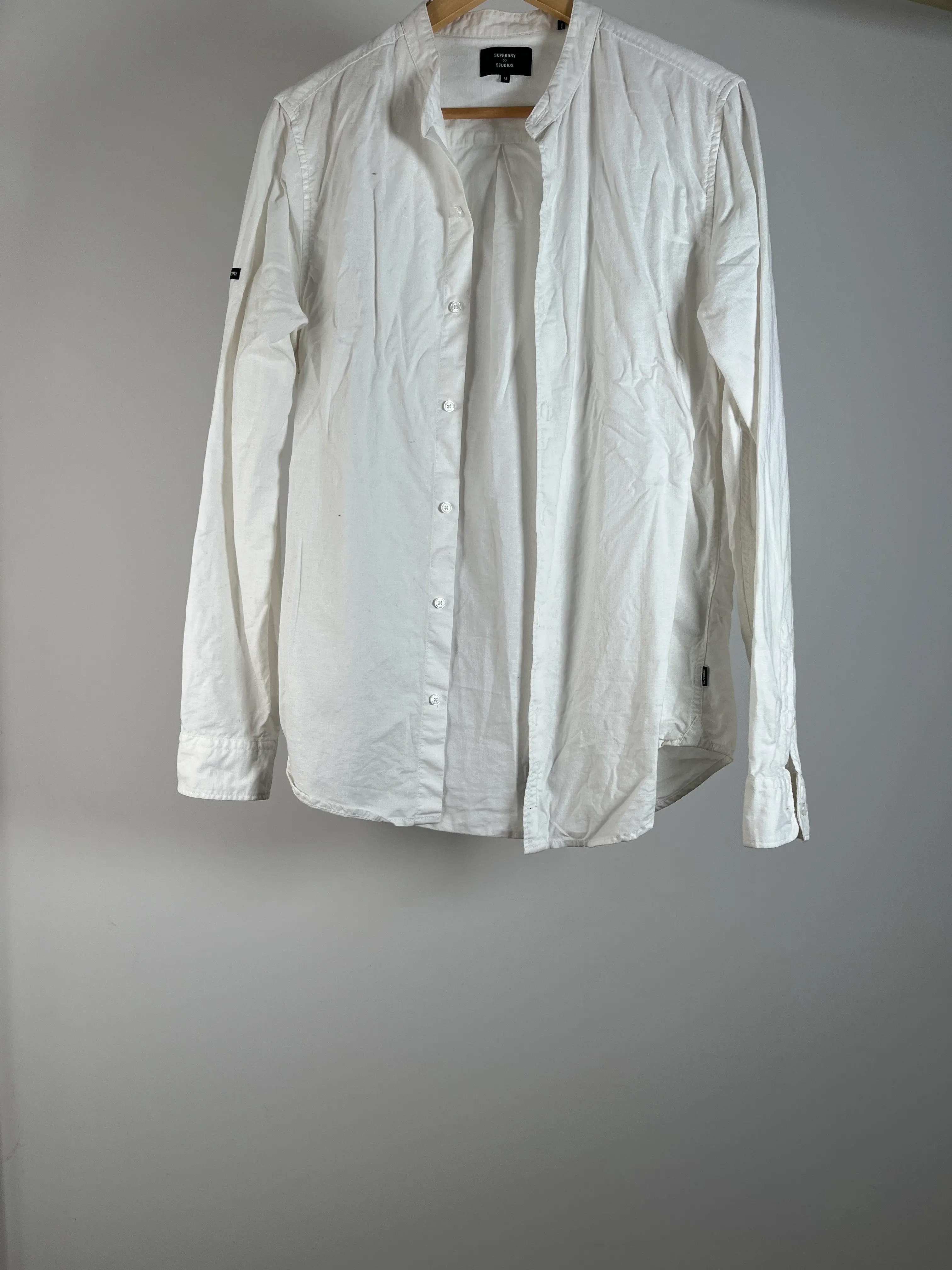 Mens Relaxed Light Tan Button Down Shirt - M