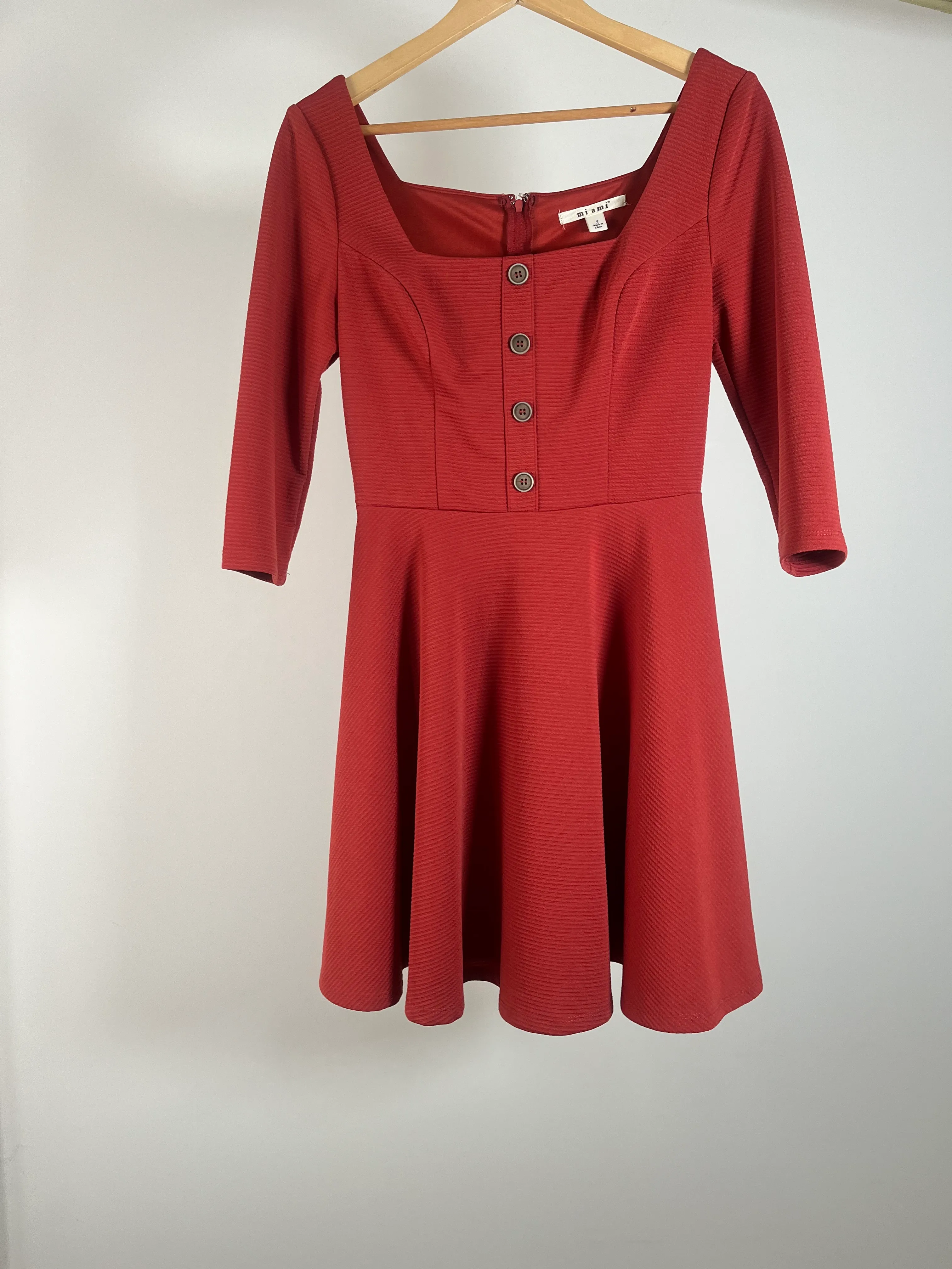 Womens Fitted A-Line Orange Dress - S
