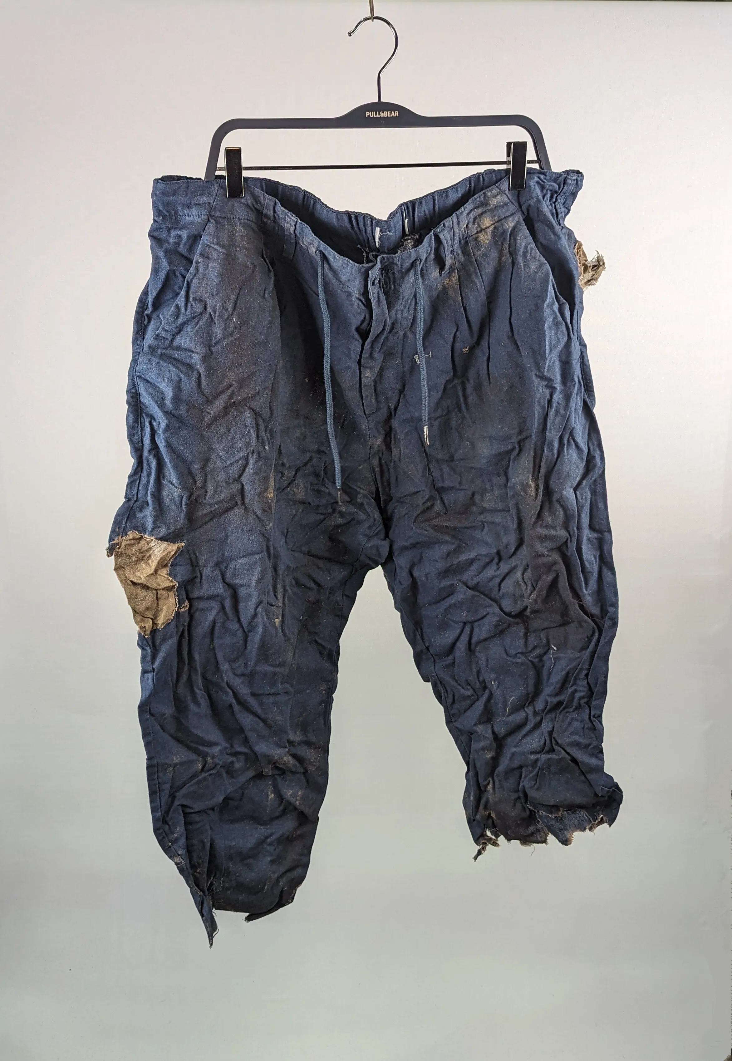 Blue 3/4 Length Patched Rag Trousers