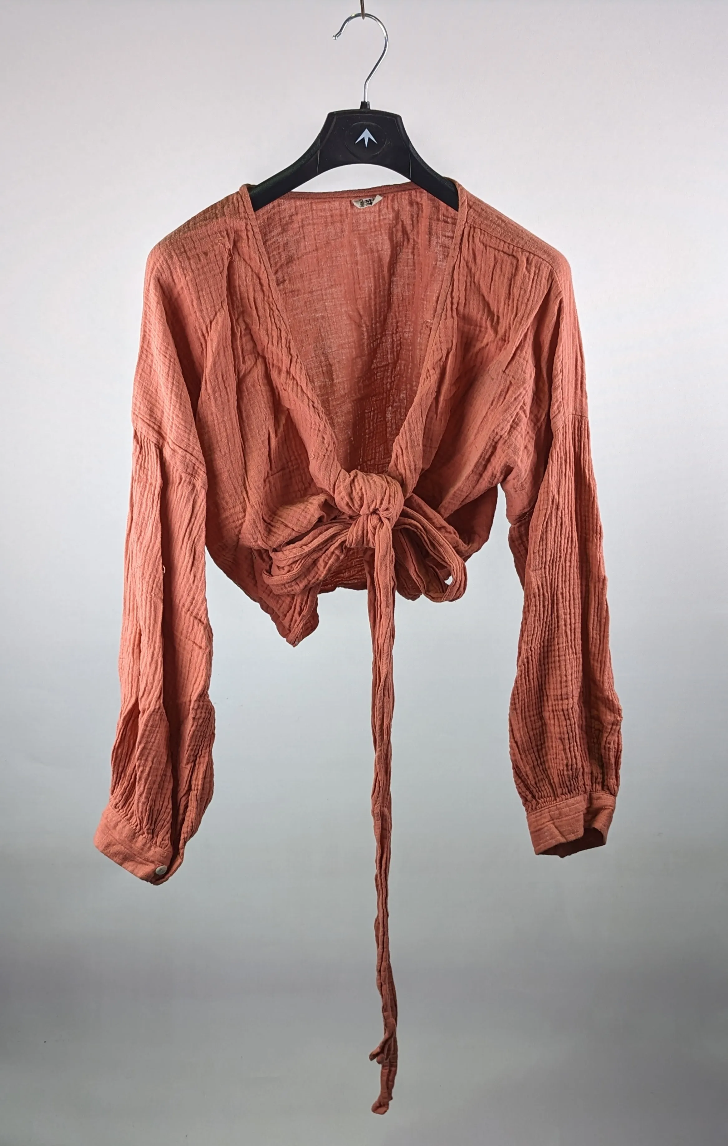 Peach Crepe Wrap Top