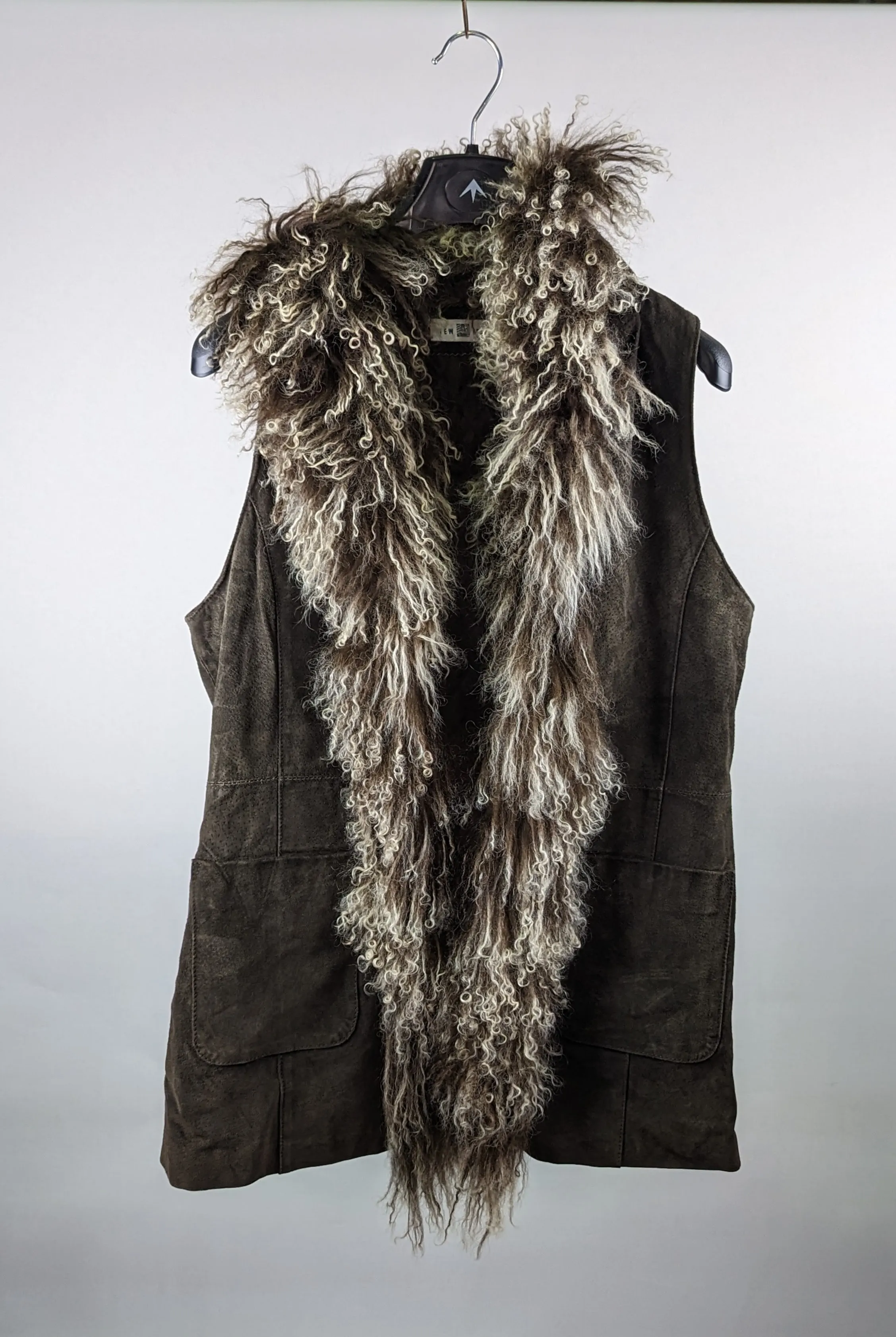 Brown Suede Faux Fur Waistcoat