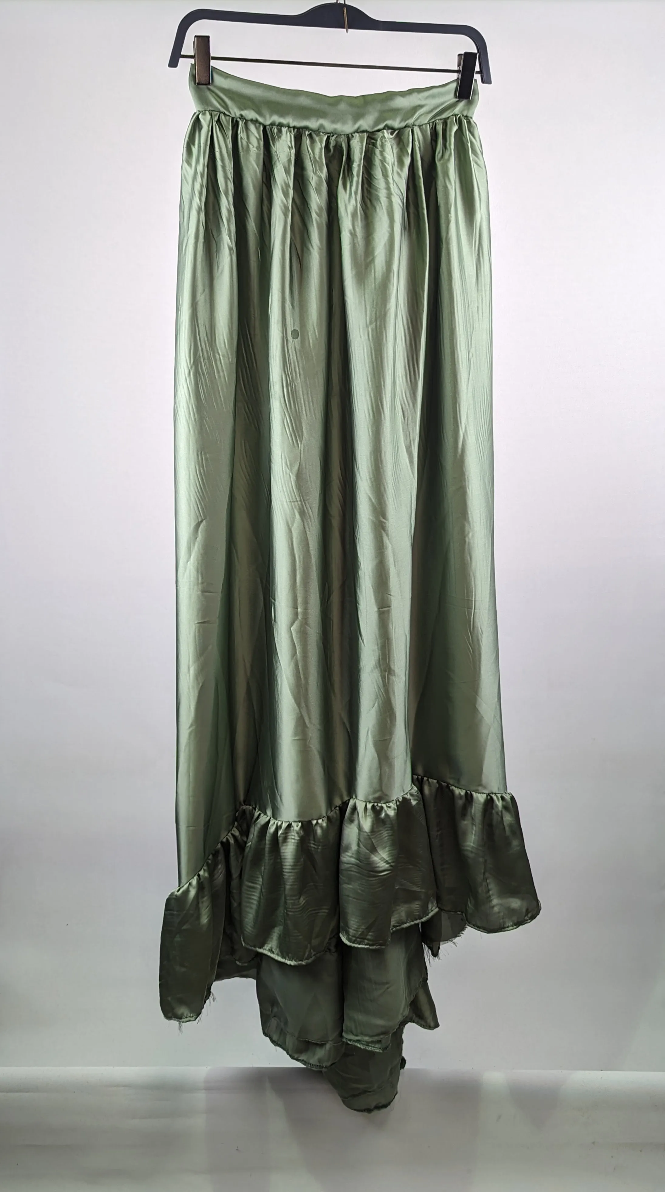 Sage Green Satin Long Skirt 