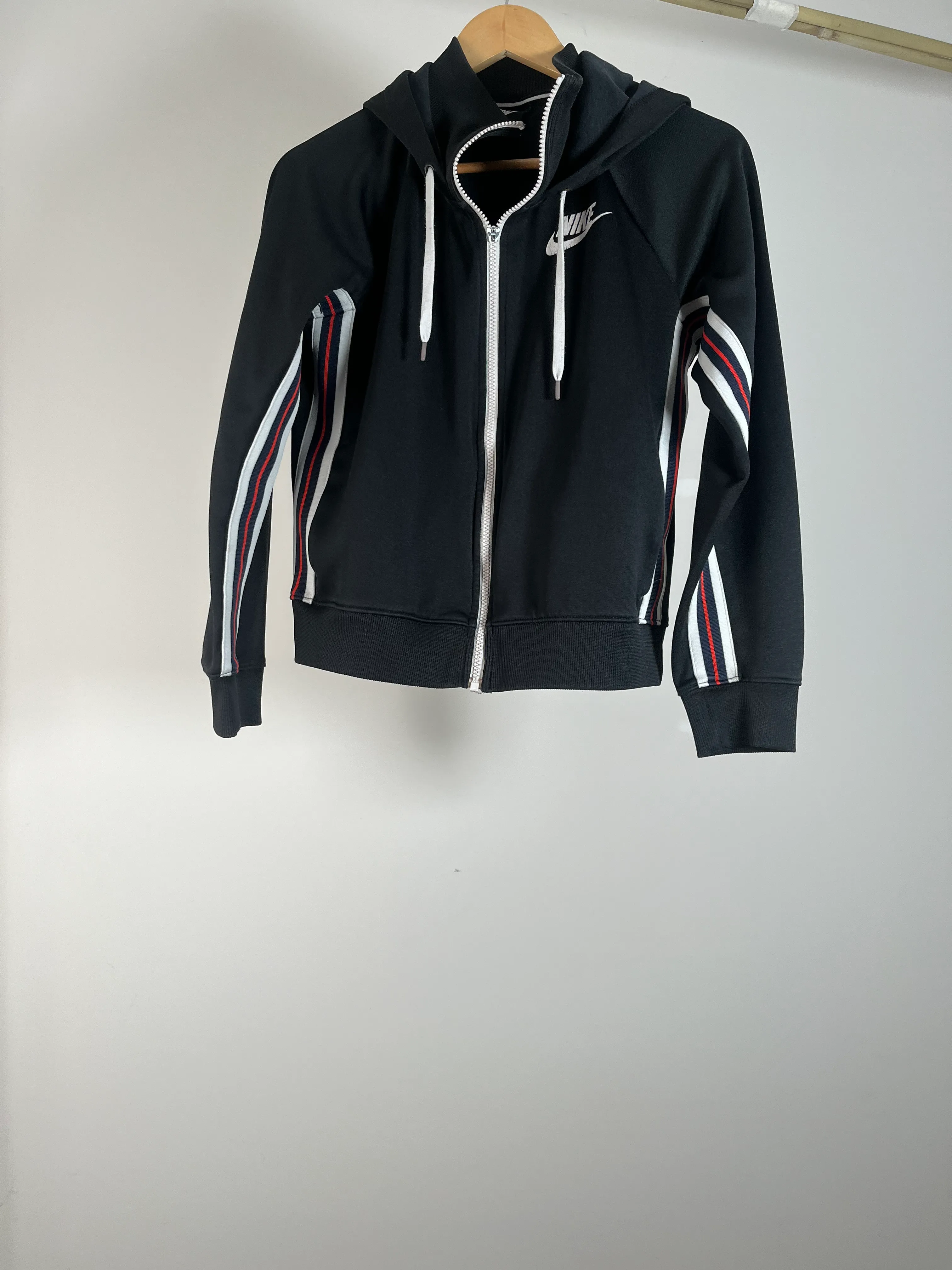 Womens Black and Red Nike Sweatsuit Full Zip Top - S