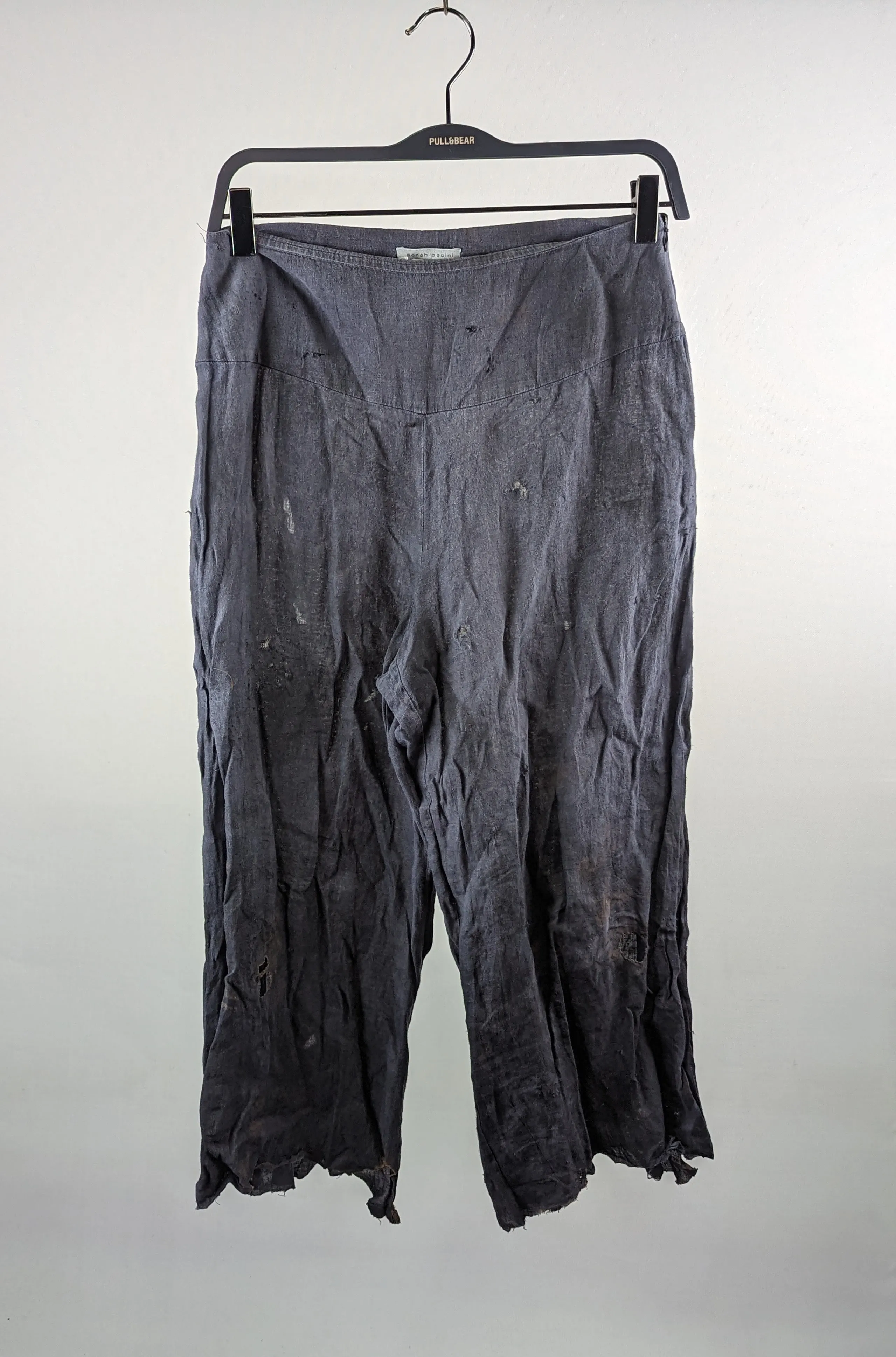 Navy High Waisted Rag Trousers  