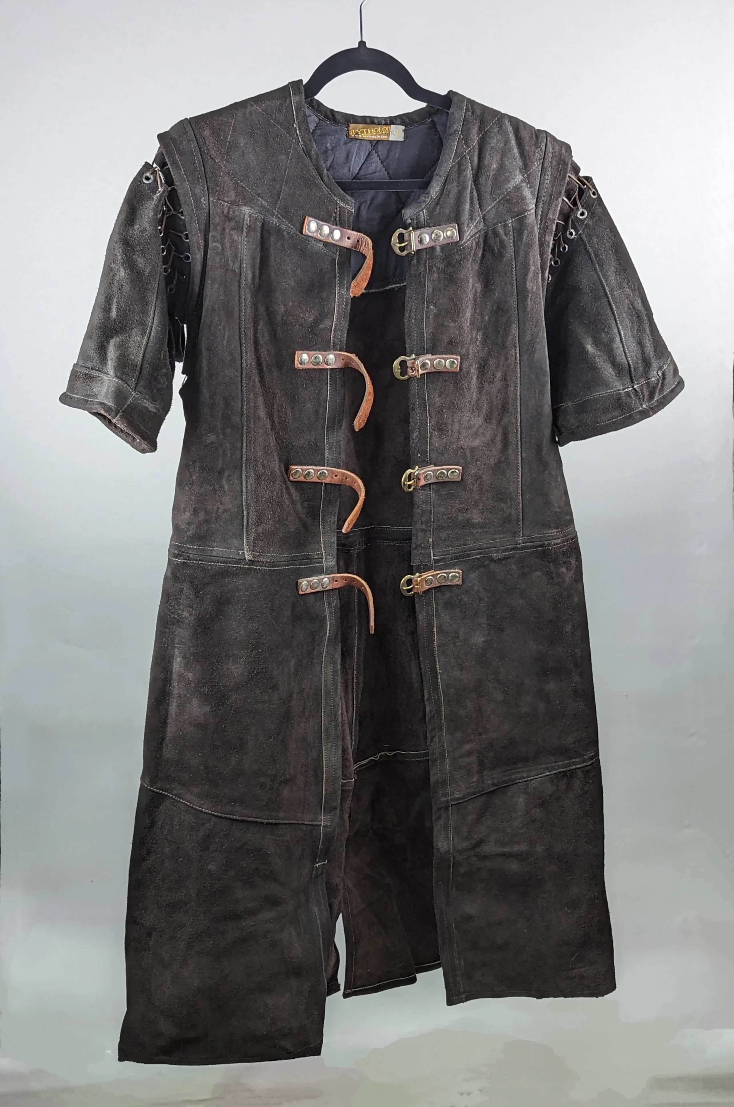 Brown Suede Buckled Surcoat With Sleeves